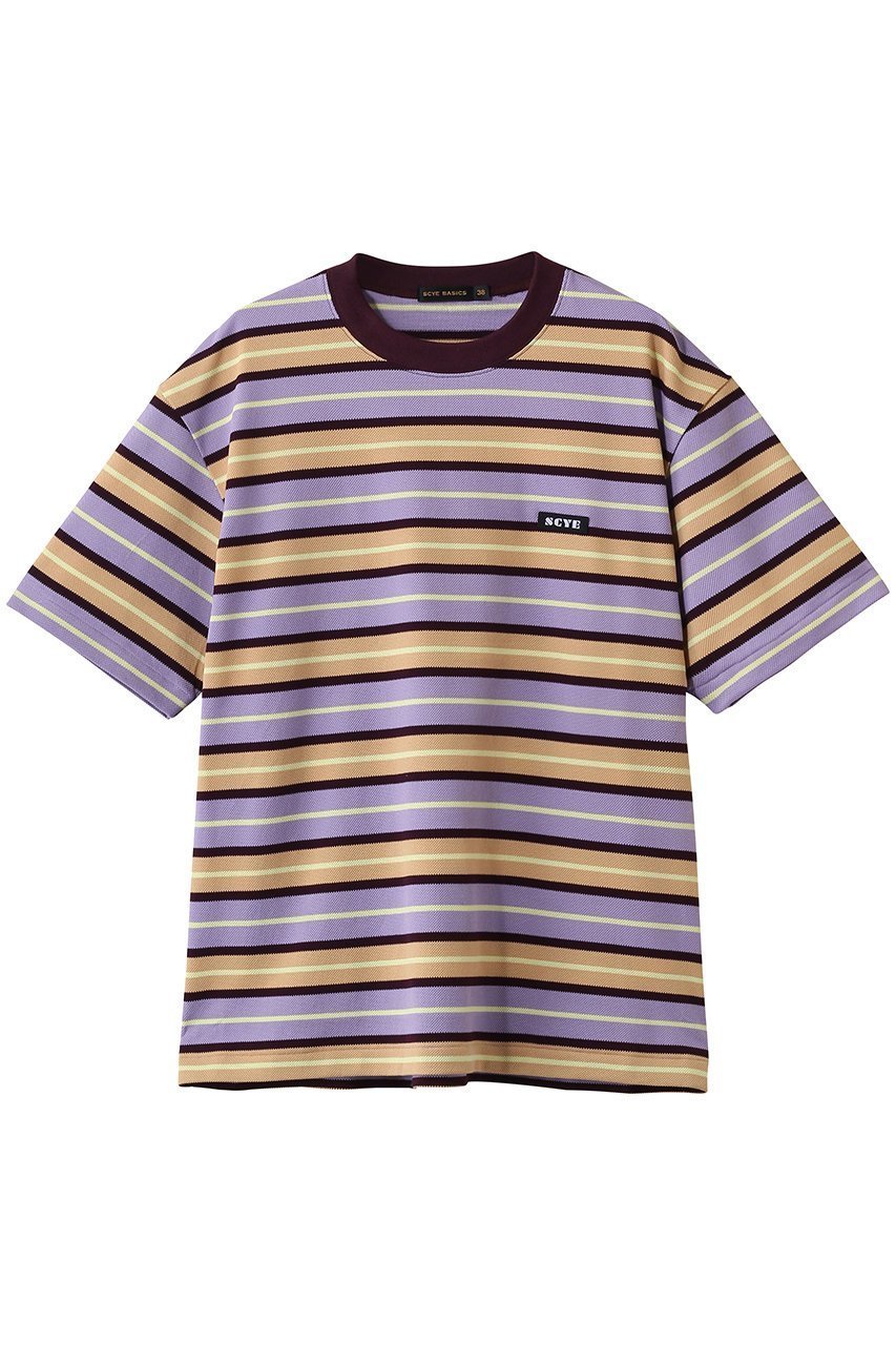 【サイ サイベーシックス/Scye SCYE BASICS / MEN】の【MEN】【SCYE BASICS】Striped Cotton Piquet Tシャツ インテリア・キッズ・メンズ・レディースファッション・服の通販 founy(ファニー) ファッション Fashion メンズファッション Fashion for Men トップス・カットソー Cut & Sew Tops メンズシャツ Shirts ショート Short, Short Length スリーブ Sleeve, Long Sleeve / Short Sleeve バランス Balance, Style Balance フィット Fit, Slim Fit ボックス Boxy, Box Shape ボーダー Border, Stripe リラックス Relax, Relaxed Fit 夏 Summer 無地 Plain, Solid Color 鹿の子 Piqué, Kanoko Fabric パープル|ID: prp329100004894763 ipo3291000000036590247