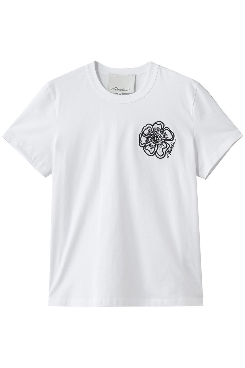 【スリーワン フィリップリム/3.1 Phillip Lim】のフラワー エンブロイダード Tシャツ インテリア・キッズ・メンズ・レディースファッション・服の通販 founy(ファニー) ファッション Fashion レディースファッション Fashion for Women トップス・カットソー Cut & Sew Tops シャツ・ブラウス・オフィスカジュアル Elegant Blouses & Button-Ups ロングTシャツ・Tシャツ Longline T-Shirts & Tees カットソー・ベーシックTシャツ Cut-and-Sewn Tops / Stretch Tees & Basics ショート Short, Short Length スラックス Slacks, Dress Pants スリーブ Sleeve, Long Sleeve / Short Sleeve フラワー Flower, Floral フレア Flare, Flared マニッシュ Mannish, Boyish ワイド Wide, Wide Fit エレガント 上品 Elegant 新作・新入荷 New Arrivals / New In ホワイト|ID: prp329100004894785 ipo3291000000036590609