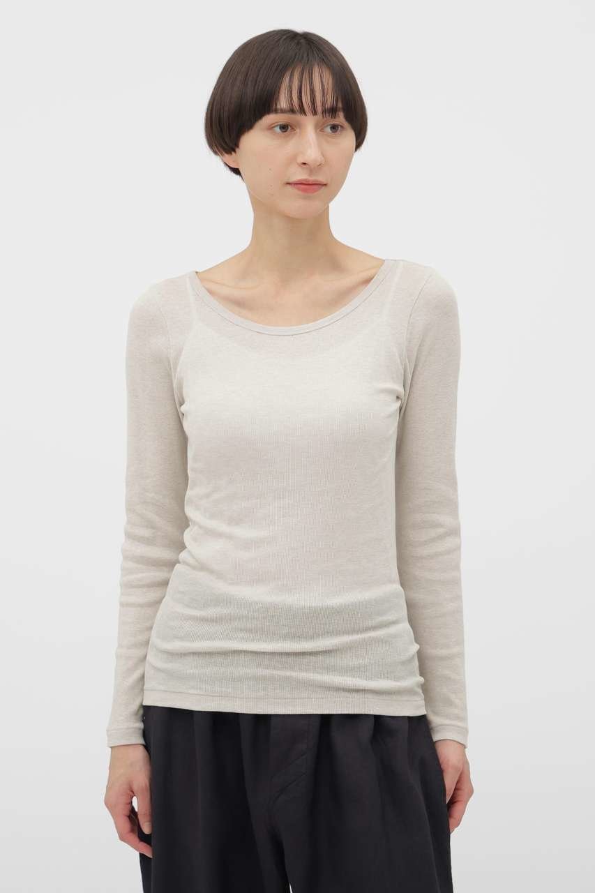 【マーガレットハウエル/MARGARET HOWELL】のCOTTON SILK RIB TOP インテリア・キッズ・メンズ・レディースファッション・服の通販 founy(ファニー) ファッション Fashion レディースファッション Fashion for Women トップス・カットソー Cut & Sew Tops シャツ・ブラウス・オフィスカジュアル Elegant Blouses & Button-Ups ロングTシャツ・Tシャツ Longline T-Shirts & Tees カットソー・ベーシックTシャツ Cut-and-Sewn Tops / Stretch Tees & Basics なめらか Smooth, Silky Texture シルク Silk, 100% Silk スリーブ Sleeve, Long Sleeve / Short Sleeve テレコ Ribbed, Rib Stitch フィット Fit, Slim Fit メランジ Melange, Mixed Yarn ロング Long, Long-Length 新作・新入荷 New Arrivals / New In グレー|ID: prp329100004894789 ipo3291000000036590638