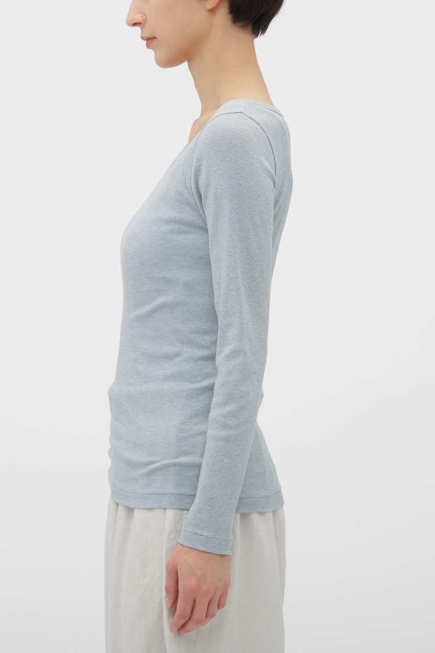 【マーガレットハウエル/MARGARET HOWELL】のCOTTON SILK RIB TOP 人気、トレンドファッション・服の通販 founy(ファニー) ファッション Fashion レディースファッション Fashion for Women トップス・カットソー Cut & Sew Tops シャツ・ブラウス・オフィスカジュアル Elegant Blouses & Button-Ups ロングTシャツ・Tシャツ Longline T-Shirts & Tees カットソー・ベーシックTシャツ Cut-and-Sewn Tops / Stretch Tees & Basics なめらか Smooth, Silky Texture シルク Silk, 100% Silk スリーブ Sleeve, Long Sleeve / Short Sleeve テレコ Ribbed, Rib Stitch フィット Fit, Slim Fit メランジ Melange, Mixed Yarn ロング Long, Long-Length 新作・新入荷 New Arrivals / New In other-3|ID: prp329100004894789 ipo3291000000036590641