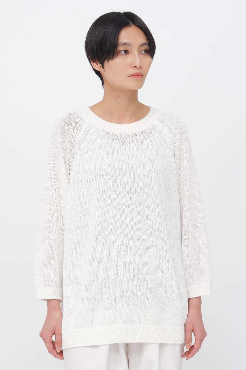 【マーガレットハウエル/MARGARET HOWELL】のBRAIDED LINEN KNITWEAR インテリア・キッズ・メンズ・レディースファッション・服の通販 founy(ファニー) 　ファッション　Fashion　レディースファッション　Fashion for Women　トップス・カットソー　Cut & Sew Tops　ニット　Knit Tops & Sweaters　カジュアルプルオーバー・ニットトップス　Pullovers & Knit Tops / Casual Pullovers　シンプル　Simple, Minimal　スリーブ　Sleeve, Long Sleeve / Short Sleeve　バランス　Balance, Style Balance　リネン　Linen, Linen Fabric　リラックス　Relax, Relaxed Fit　エレガント 上品　Elegant　ホワイト|ID: prp329100004894801 ipo3291000000036590736