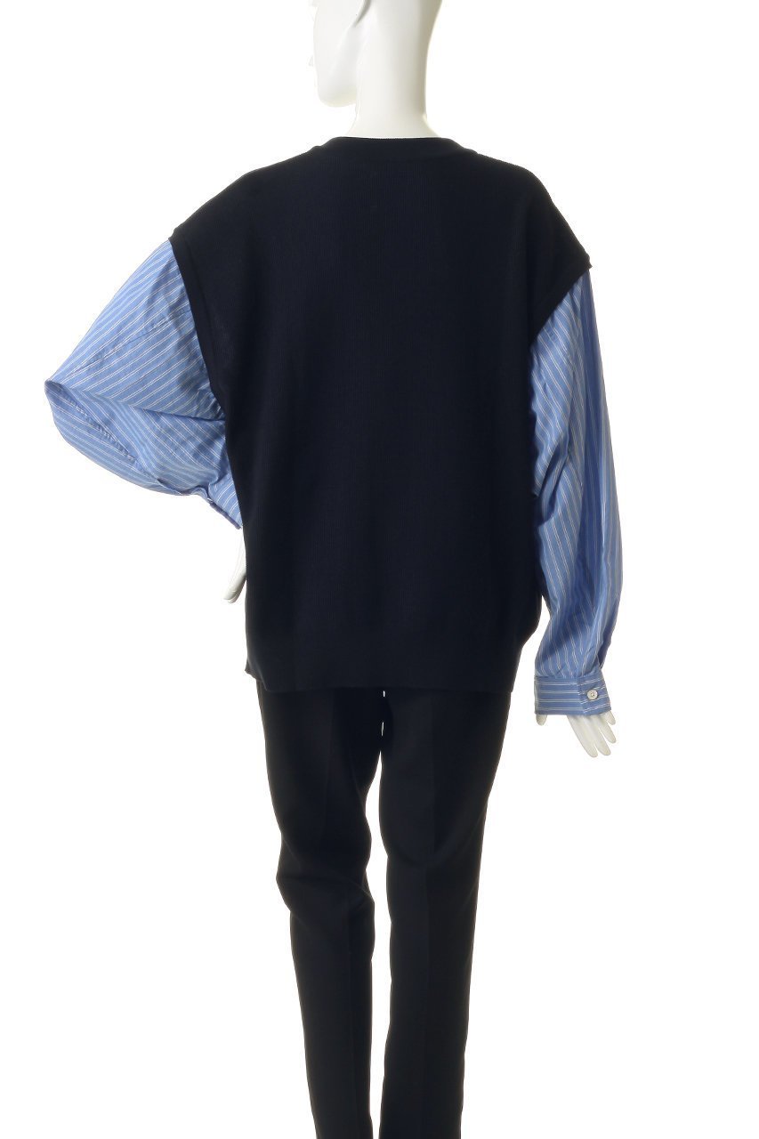 【メゾンスペシャル/MAISON SPECIAL】の【UNISEX】シャツドッキングVネックニット PO L/S 人気、トレンドファッション・服の通販 founy(ファニー) 　ファッション　Fashion　レディースファッション　Fashion for Women　トップス・カットソー　Cut & Sew Tops　ニット　Knit Tops & Sweaters　シャツ・ブラウス・オフィスカジュアル　Elegant Blouses & Button-Ups　レディースパーカー・カジュアルフーディー　Casual Hoodies & Sweatshirts　ロングTシャツ・Tシャツ　Longline T-Shirts & Tees　スウェット・クルーネックトップス　Sweatshirts & Crewnecks / Relaxed Fit Sweat Tops　カットソー・ベーシックTシャツ　Cut-and-Sewn Tops / Stretch Tees & Basics　Vネックトップス　V-Neck Tops / V-Cut Neckline Shirts　ユニセックス　Unisex, Genderless　ショルダー　Shoulder, Shoulder Strap　シンプル　Simple, Minimal　ストライプ　Stripe, Striped Pattern　ドッキング　Docking, Mixed Material　ドロップ　Drop Shoulder, Dropped Style　ベスト　Vest, Waistcoat　ボトム　Bottoms, Lower Wear　新作・新入荷　New Arrivals / New In　other-4|ID: prp329100004894840 ipo3291000000036591035