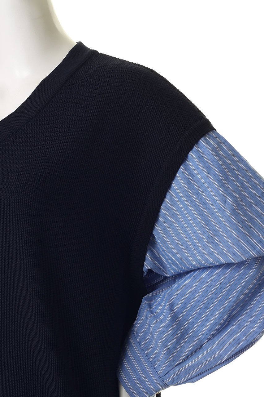 【メゾンスペシャル/MAISON SPECIAL】の【UNISEX】シャツドッキングVネックニット PO L/S 人気、トレンドファッション・服の通販 founy(ファニー) 　ファッション　Fashion　レディースファッション　Fashion for Women　トップス・カットソー　Cut & Sew Tops　ニット　Knit Tops & Sweaters　シャツ・ブラウス・オフィスカジュアル　Elegant Blouses & Button-Ups　レディースパーカー・カジュアルフーディー　Casual Hoodies & Sweatshirts　ロングTシャツ・Tシャツ　Longline T-Shirts & Tees　スウェット・クルーネックトップス　Sweatshirts & Crewnecks / Relaxed Fit Sweat Tops　カットソー・ベーシックTシャツ　Cut-and-Sewn Tops / Stretch Tees & Basics　Vネックトップス　V-Neck Tops / V-Cut Neckline Shirts　ユニセックス　Unisex, Genderless　ショルダー　Shoulder, Shoulder Strap　シンプル　Simple, Minimal　ストライプ　Stripe, Striped Pattern　ドッキング　Docking, Mixed Material　ドロップ　Drop Shoulder, Dropped Style　ベスト　Vest, Waistcoat　ボトム　Bottoms, Lower Wear　新作・新入荷　New Arrivals / New In　other-5|ID: prp329100004894840 ipo3291000000036591036