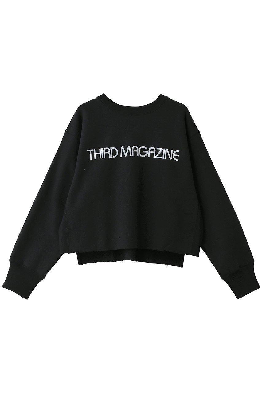 【サードマガジン/THIRD MAGAZINE】のロゴプリントボクシースウェット インテリア・キッズ・メンズ・レディースファッション・服の通販 founy(ファニー) 　ファッション　Fashion　レディースファッション　Fashion for Women　トップス・カットソー　Cut & Sew Tops　シャツ・ブラウス・オフィスカジュアル　Elegant Blouses & Button-Ups　レディースパーカー・カジュアルフーディー　Casual Hoodies & Sweatshirts　ロングTシャツ・Tシャツ　Longline T-Shirts & Tees　スウェット・クルーネックトップス　Sweatshirts & Crewnecks / Relaxed Fit Sweat Tops　カットソー・ベーシックTシャツ　Cut-and-Sewn Tops / Stretch Tees & Basics　おすすめ　Recommended / Our Picks　クロップド　Cropped, Short Length　新作・新入荷　New Arrivals / New In　ブラック|ID: prp329100004894841 ipo3291000000036591039