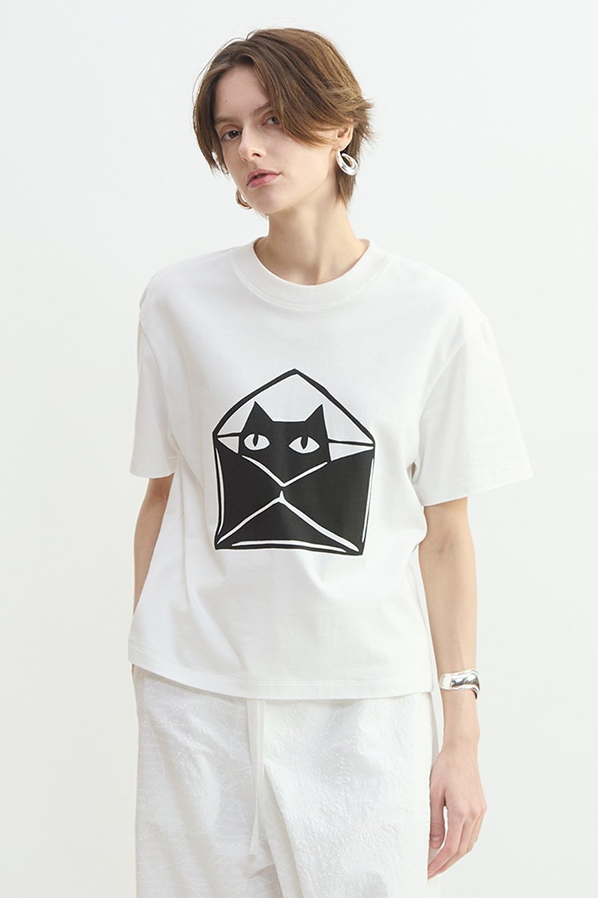 【プレインピープル/PLAIN PEOPLE】のキャットプリントTシャツ 人気、トレンドファッション・服の通販 founy(ファニー) 　ファッション　Fashion　レディースファッション　Fashion for Women　トップス・カットソー　Cut & Sew Tops　シャツ・ブラウス・オフィスカジュアル　Elegant Blouses & Button-Ups　ロングTシャツ・Tシャツ　Longline T-Shirts & Tees　カットソー・ベーシックTシャツ　Cut-and-Sewn Tops / Stretch Tees & Basics　クロップド　Cropped, Short Length　ショート　Short, Short Length　シンプル　Simple, Minimal　スリーブ　Sleeve, Long Sleeve / Short Sleeve　ドロップ　Drop Shoulder, Dropped Style　ベーシック　Basic, Essential　ボトム　Bottoms, Lower Wear　リラックス　Relax, Relaxed Fit　エレガント 上品　Elegant　新作・新入荷　New Arrivals / New In　other-3|ID: prp329100004894844 ipo3291000000036591068