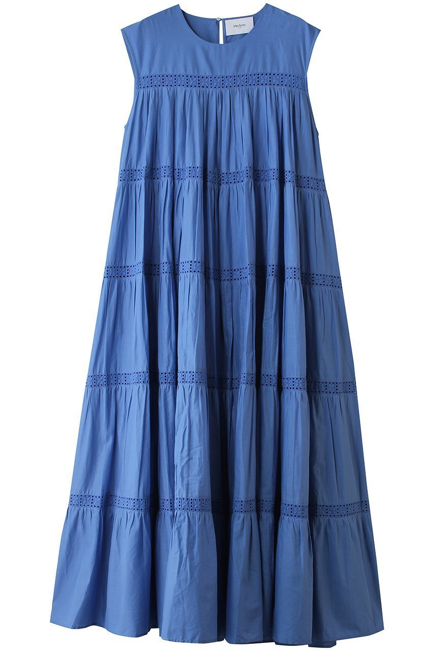 【マーレット/MERLETTE】のSARADINE レーストリム ティアードマキシドレス インテリア・キッズ・メンズ・レディースファッション・服の通販 founy(ファニー) 　ファッション　Fashion　レディースファッション　Fashion for Women　ワンピース　Dresses　フォーマル・パーティードレス・結婚式用ドレス　Elegant & Casual Dresses　チュニック　Tunic Tops & Dresses　チュニック　Tunic, Long Top　ティアード　Tiered, Tiered Style　ドレス　Dress, One-Piece　フェミニン　Feminine, Girly　マキシ　Maxi, Full Length　リゾート　Resort, Vacation Style　レース　Lace, Lace Fabric　ロング　Long, Long-Length　夏　Summer　新作・新入荷　New Arrivals / New In　ブルー|ID: prp329100004894861 ipo3291000000036591201