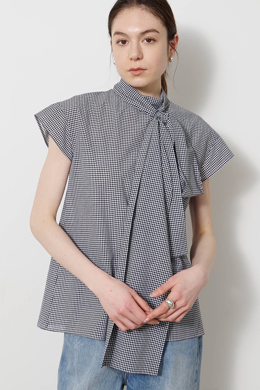 【ウィムガゼット/Whim Gazette】のシアーボウタイブラウス 人気、トレンドファッション・服の通販 founy(ファニー) 　ファッション　Fashion　レディースファッション　Fashion for Women　トップス・カットソー　Cut & Sew Tops　シャツ・ブラウス・オフィスカジュアル　Elegant Blouses & Button-Ups　おすすめ　Recommended / Our Picks　オーガンジー　Organza Fabric　カットソー　Cut and Sewn Top　ギンガム　Gingham, Gingham Fabric　ショート　Short, Short Length　スウェット / スエット　Sweatshirt, Sweatwear　スリーブ　Sleeve, Long Sleeve / Short Sleeve　チェック　Check, Plaid, Tartan　エレガント 上品　Elegant　夏　Summer　新作・新入荷　New Arrivals / New In　春　Spring　S/S・春夏　SS, Spring/Summer, Warm Season　 other-1|ID: prp329100004894863 ipo3291000000036591212