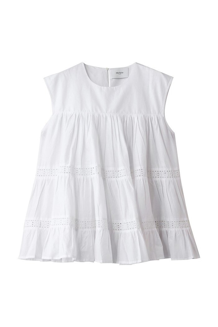 【マーレット/MERLETTE】のQUAI レーストリム ノースリーブティアードブラウス インテリア・キッズ・メンズ・レディースファッション・服の通販 founy(ファニー) https://founy.com/ ファッション Fashion レディースファッション Fashion for Women トップス・カットソー Cut & Sew Tops キャミソール&ノースリーブ Camisoles & Sleeveless Tops シャツ・ブラウス・オフィスカジュアル Elegant Blouses & Button-Ups ノースリーブ Sleeveless, No-Sleeve レース Lace, Lace Fabric 夏 Summer 新作・新入荷 New Arrivals / New In |ID: prp329100004894874 ipo3291000000036591314