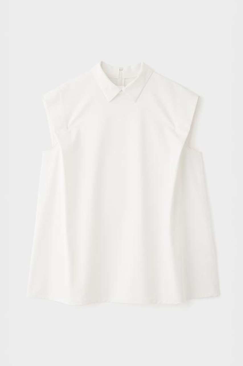 【ル フィル/LE PHIL】のストレッチオックスノースリーブブラウス インテリア・キッズ・メンズ・レディースファッション・服の通販 founy(ファウニー) 　ファッション　Fashion　レディースファッション　Fashion for Women　トップス・カットソー　Cut & Sew Tops　キャミソール&ノースリーブ　Camisoles & Sleeveless Tops　シャツ・ブラウス・オフィスカジュアル　Elegant Blouses & Button-Ups　コンパクト　Compact, Small Size　ストレッチ　Stretch, Stretchy Fabric　ノースリーブ　Sleeveless, No-Sleeve　パターン　Pattern, Design Print　フレア　Flare, Flared　エレガント 上品　Elegant　再入荷　Restock / Back in Stock　夏　Summer　ホワイト|ID: prp329100004894880 ipo3291000000036887989