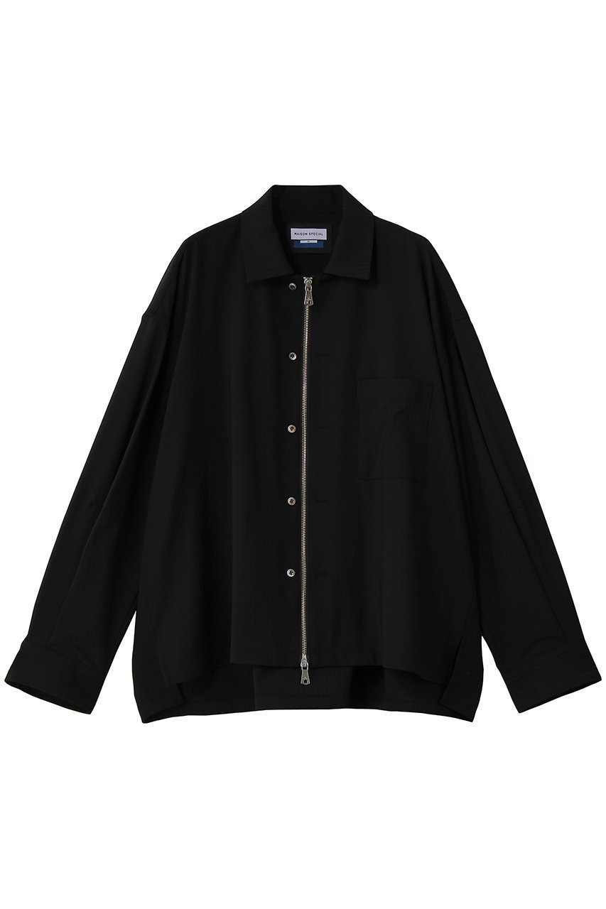 【メゾンスペシャル/MAISON SPECIAL】の【UNISEX】西川毛織 ウールZIPシャツ インテリア・キッズ・メンズ・レディースファッション・服の通販 founy(ファニー) 　ファッション　Fashion　レディースファッション　Fashion for Women　トップス・カットソー　Cut & Sew Tops　シャツ・ブラウス・オフィスカジュアル　Elegant Blouses & Button-Ups　ユニセックス　Unisex, Genderless　ジップ　Zip, Zipper　スリーブ　Sleeve, Long Sleeve / Short Sleeve　ロング　Long, Long-Length　エレガント 上品　Elegant　新作・新入荷　New Arrivals / New In　BLK(ブラック)|ID: prp329100004894885 ipo3291000000036591389