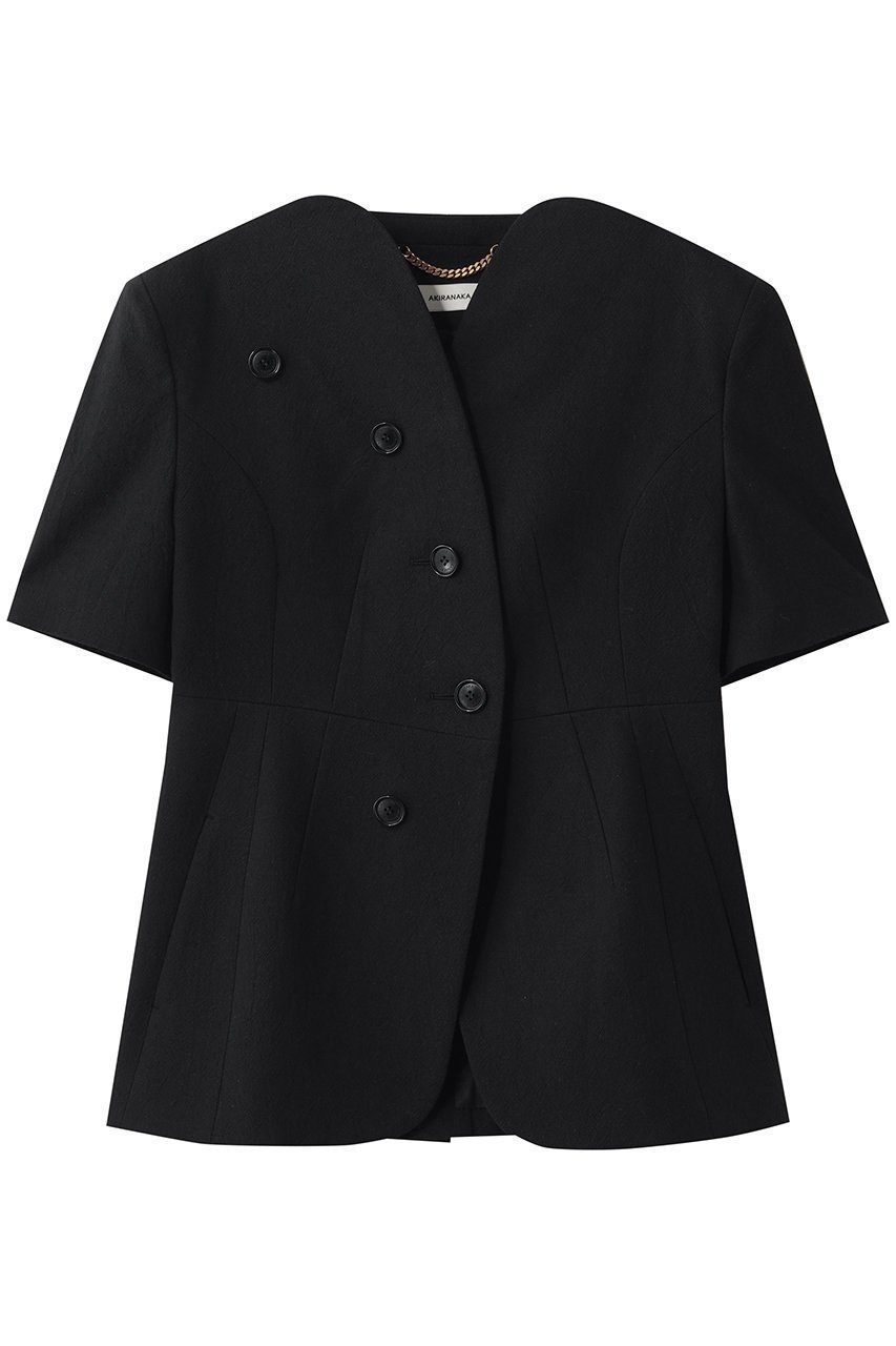 【アキラナカ/AKIRANAKA】のSesilia ハーフ スリーブ ジャケット インテリア・キッズ・メンズ・レディースファッション・服の通販 founy(ファニー) 　ファッション　Fashion　レディースファッション　Fashion for Women　アウター　Coat / Outerwear Collection　レディースジャケット・軽アウター　Jackets　シェイプ　Shape, Slim Fit　ジャケット　Jacket, Outerwear　スリーブ　Sleeve, Long Sleeve / Short Sleeve　ハーフ　Half, Half-Length　パーティ　Party, Party Style　モダン　Modern, Contemporary　リネン　Linen, Linen Fabric　新作・新入荷　New Arrivals / New In　ブラック|ID: prp329100004894893 ipo3291000000036591464