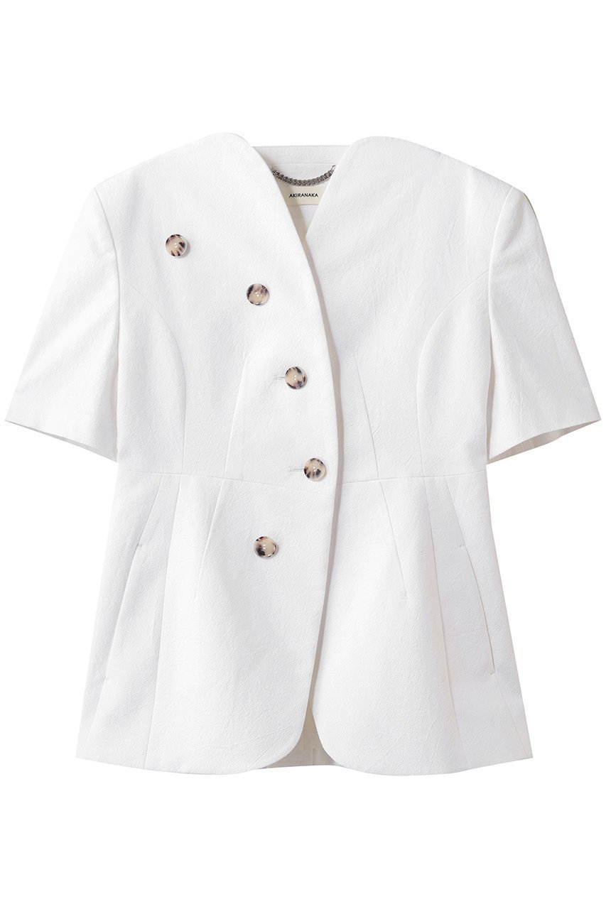 【アキラナカ/AKIRANAKA】のSesilia ハーフ スリーブ ジャケット インテリア・キッズ・メンズ・レディースファッション・服の通販 founy(ファニー) 　ファッション　Fashion　レディースファッション　Fashion for Women　アウター　Coat / Outerwear Collection　レディースジャケット・軽アウター　Jackets　シェイプ　Shape, Slim Fit　ジャケット　Jacket, Outerwear　スリーブ　Sleeve, Long Sleeve / Short Sleeve　ハーフ　Half, Half-Length　パーティ　Party, Party Style　モダン　Modern, Contemporary　リネン　Linen, Linen Fabric　新作・新入荷　New Arrivals / New In　ホワイト|ID: prp329100004894893 ipo3291000000036591465