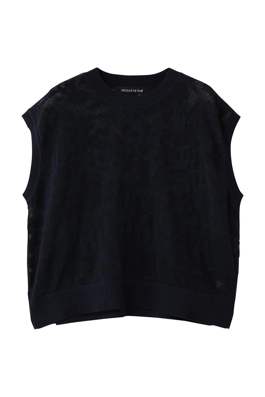 【ミズイロ インド/mizuiro ind】のmesh embroidery short vest ベスト インテリア・キッズ・メンズ・レディースファッション・服の通販 founy(ファウニー) 　ファッション　Fashion　レディースファッション　Fashion for Women　トップス・カットソー　Cut & Sew Tops　ニット　Knit Tops & Sweaters　ベスト&ジレ / 重ね着スタイル　Vests & Gilets　カジュアルプルオーバー・ニットトップス　Pullovers & Knit Tops / Casual Pullovers　エンブロイダリー　Embroidery Design　カットソー　Cut and Sewn Top　トレンド　Trend, Trending Now　ベスト　Vest, Waistcoat　ベーシック　Basic, Essential　メッシュ　Mesh, Net Fabric　エレガント 上品　Elegant　navy|ID: prp329100004894907 ipo3291000000036591578