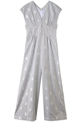 【ヌキテパ/NE QUITTEZ PAS】のPoplin Foil Print オールインワン 人気、トレンドファッション・服の通販 founy(ファニー) ファッション Fashion レディースファッション Fashion for Women パンツ Pants & Trousers なめらか Smooth, Silky Texture オリエンタル Oriental Pattern プリント Print, Printed Pattern モダン Modern, Contemporary 新作・新入荷 New Arrivals / New In |ID:prp329100004894922