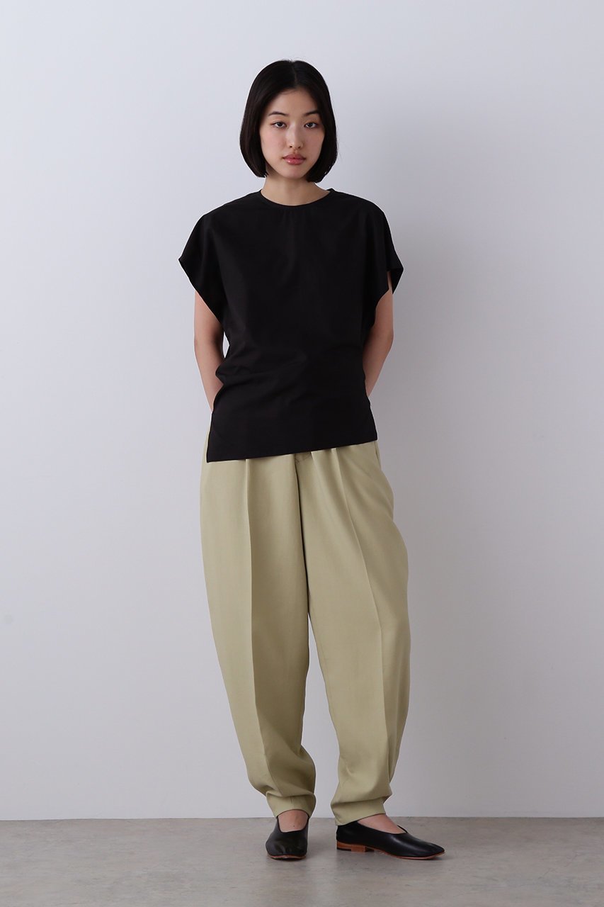 【イレーヴ/YLEVE】の100/2 GV TWILL DOUBLE WEAVE カーブド パンツ 大人の最旬トレンドファッション＆コーディネート founy(ファウニー) 　ファッション　Fashion　レディースファッション　Fashion for Women　パンツ　Pants & Trousers　コンパクト　Compact, Small Size　サマー　Summer, Summer Style　シルケット　Silket, Silky Cotton　シンプル　Simple, Minimal　リブニット　Rib Knit, Ribbed Knit　ワッシャー　Washer, Crinkled Finish　エレガント 上品　Elegant　再入荷　Restock / Back in Stock　other-7|ID: prp329100004894927 ipo3291000000036591744