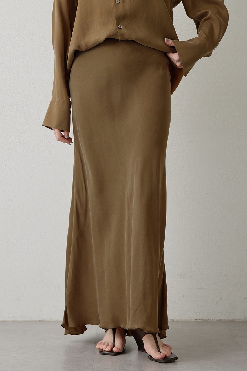 【ウィムガゼット/Whim Gazette】のキュプラフィブリルフレアスカート インテリア・キッズ・メンズ・レディースファッション・服の通販 founy(ファニー) 　ファッション　Fashion　レディースファッション　Fashion for Women　スカート　Skirts　Aライン・フレアスカート　A-Line & Flared Skirts　ロングスカート　Long Skirts / Maxi & Midi Skirts　おすすめ　Recommended / Our Picks　キュプラ　Cupro, Eco Fabric　セットアップ　Set-Up, Coordinated Outfit　ツイル　Twist, Twisted Detail　フレア　Flare, Flared　マーメイド　Mermaid, Fishtail Silhouette　ロング　Long, Long-Length　エレガント 上品　Elegant　新作・新入荷　New Arrivals / New In　ベージュ|ID: prp329100004894941 ipo3291000000036591844