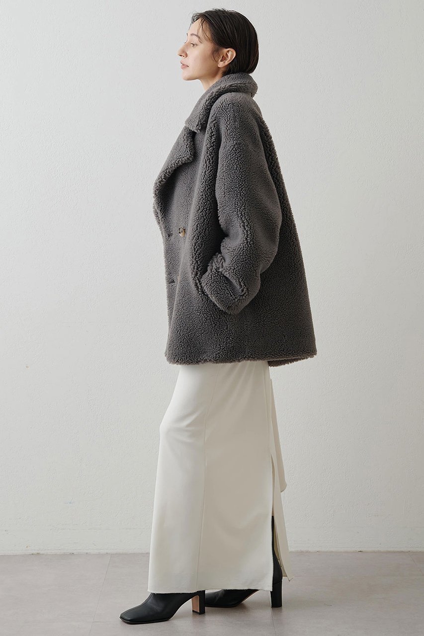 【ウィムガゼット/Whim Gazette】の【THE PAUSE】ボアダブルコート 人気、トレンドファッション・服の通販 founy(ファニー) 　ファッション　Fashion　レディースファッション　Fashion for Women　アウター　Coat / Outerwear Collection　コート・ロングコート・ピーコート　Long Coats, Peacoats & More　ショルダー　Shoulder, Shoulder Strap　ショート　Short, Short Length　ダブル　Double, Double-Breasted　ドロップ　Drop Shoulder, Dropped Style　フォルム　Silhouette, Form　ミドル　Middle Length, Mid Height　other-2|ID: prp329100004894951 ipo3291000000036592032