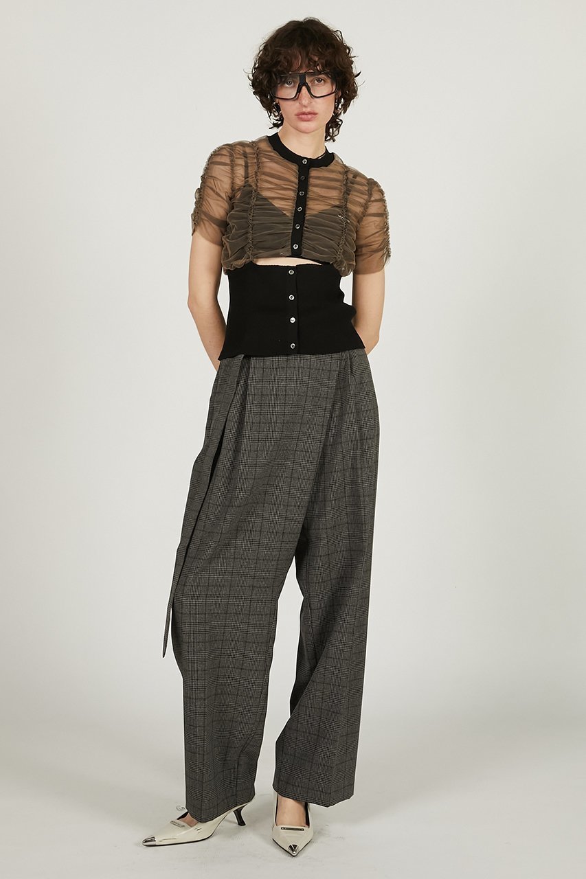【プランク プロジェクト/PRANK PROJECT】のアシメタックワイドテーパードパンツ / Asymmetric Wide Tapered Pants 大人の最旬トレンドファッション＆コーディネート founy(ファウニー) 　ファッション　Fashion　レディースファッション　Fashion for Women　パンツ　Pants & Trousers　コンパクト　Compact, Small Size　シルク　Silk, 100% Silk　スーツ　Suit, Formalwear　チェック　Check, Plaid, Tartan　フロント　Front, Front Design　ワイド　Wide, Wide Fit　夏　Summer　other-8|ID: prp329100004895086 ipo3291000000036907058