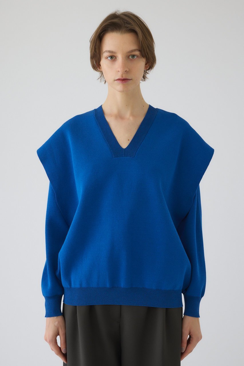 【リムアーク/RIM.ARK】のSide open oversized knit PO/プルオーバー インテリア・キッズ・メンズ・レディースファッション・服の通販 founy(ファウニー) 　ファッション　Fashion　レディースファッション　Fashion for Women　トップス・カットソー　Cut & Sew Tops　ニット　Knit Tops & Sweaters　カジュアルプルオーバー・ニットトップス　Pullovers & Knit Tops / Casual Pullovers　インナー　Innerwear　スマート　Smart, Elegant　バランス　Balance, Style Balance　ベスト　Vest, Waistcoat　ワイド　Wide, Wide Fit　冬　Winter / This Winter　春　Spring　ブルー|ID: prp329100004895223 ipo3291000000036595500