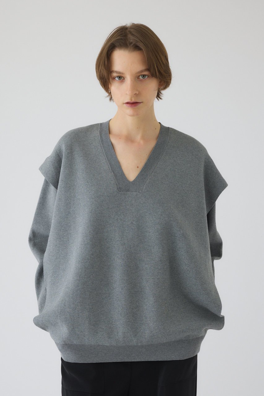 【リムアーク/RIM.ARK】のSide open oversized knit PO/プルオーバー インテリア・キッズ・メンズ・レディースファッション・服の通販 founy(ファウニー) 　ファッション　Fashion　レディースファッション　Fashion for Women　トップス・カットソー　Cut & Sew Tops　ニット　Knit Tops & Sweaters　カジュアルプルオーバー・ニットトップス　Pullovers & Knit Tops / Casual Pullovers　インナー　Innerwear　スマート　Smart, Elegant　バランス　Balance, Style Balance　ベスト　Vest, Waistcoat　ワイド　Wide, Wide Fit　冬　Winter / This Winter　春　Spring　グレー|ID: prp329100004895223 ipo3291000000036595501