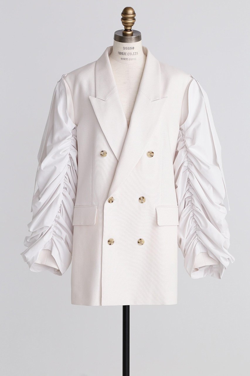 【ヒューエルミュージアム/hueLe Museum】の【STUMBLY】Detachable Sheer Sleeve Jacket 大人の最旬トレンドファッション＆コーディネート founy(ファウニー) 　ファッション　Fashion　レディースファッション　Fashion for Women　アウター　Coat / Outerwear Collection　レディースジャケット・軽アウター　Jackets　ジャケット　Jacket, Outerwear　ダブル　Double, Double-Breasted　other-2|ID: prp329100004895234 ipo3291000000036908877