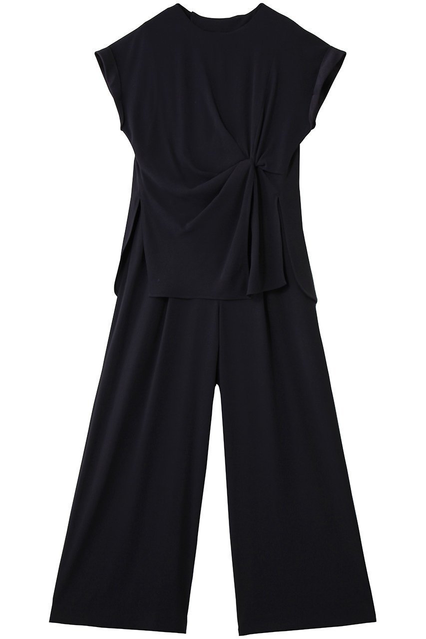 【アンクレイヴ/uncrave】のバックサテンジョーゼット オールインワン インテリア・キッズ・メンズ・レディースファッション・服の通販 founy(ファニー) 　ファッション　Fashion　レディースファッション　Fashion for Women　パンツ　Pants & Trousers　バッグ　Bags　オケージョン　Occasion Wear　サテン　Satin, Glossy Fabric　ストレッチ　Stretch, Stretchy Fabric　セットアップ　Set-Up, Coordinated Outfit　ドレープ　Drape, Draping Fabric　フレア　Flare, Flared　ワイド　Wide, Wide Fit　吸水　Absorbent, Quick-Dry　ネイビー|ID: prp329100004895275 ipo3291000000036595971