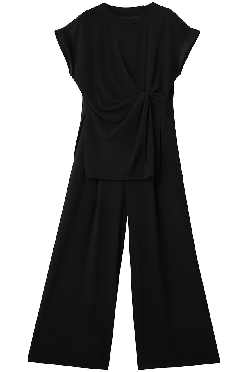 【アンクレイヴ/uncrave】のバックサテンジョーゼット オールインワン インテリア・キッズ・メンズ・レディースファッション・服の通販 founy(ファニー) 　ファッション　Fashion　レディースファッション　Fashion for Women　パンツ　Pants & Trousers　バッグ　Bags　オケージョン　Occasion Wear　サテン　Satin, Glossy Fabric　ストレッチ　Stretch, Stretchy Fabric　セットアップ　Set-Up, Coordinated Outfit　ドレープ　Drape, Draping Fabric　フレア　Flare, Flared　ワイド　Wide, Wide Fit　吸水　Absorbent, Quick-Dry　ブラック|ID: prp329100004895275 ipo3291000000036595972