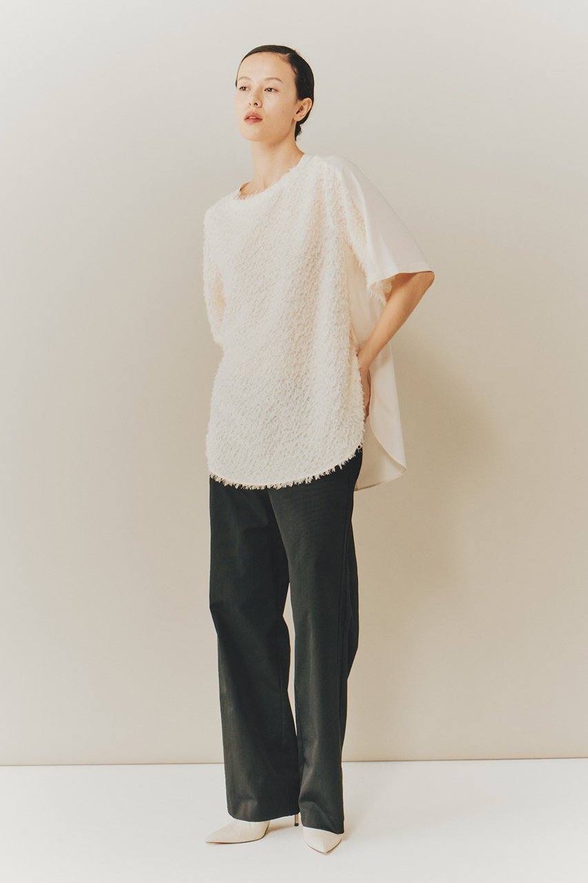 【ルームエイト/Room no.8】の【Room no.8 BLACK】シアー カットジャカード ハーフスリーブ トップス 人気、トレンドファッション・服の通販 founy(ファニー) ファッション Fashion レディースファッション Fashion for Women トップス・カットソー Cut & Sew Tops シャツ・ブラウス・オフィスカジュアル Elegant Blouses & Button-Ups シアー Sheer, See-Through ショート Short, Short Length シンプル Simple, Minimal ジャカード/ジャガード Jacquard, Woven Pattern スリット Slit, Slit Detail スリーブ Sleeve, Long Sleeve / Short Sleeve ハーフ Half, Half-Length ボトム Bottoms, Lower Wear モダン Modern, Contemporary other-7|ID: prp329100004895299 ipo3291000000036596207