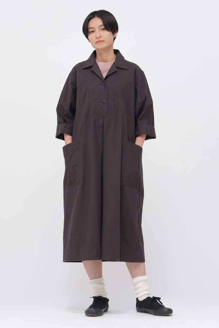 【マーガレットハウエル/MARGARET HOWELL】のWASHED COTTON POPLIN DRESS 大人の最旬トレンドファッション＆コーディネート founy(ファウニー) 　ファッション　Fashion　レディースファッション　Fashion for Women　ワンピース　Dresses　フォーマル・パーティードレス・結婚式用ドレス　Elegant & Casual Dresses　チュニック　Tunic Tops & Dresses　インナー　Innerwear　カッティング　Cutting Detail　クロップド　Cropped, Short Length　スリーブ　Sleeve, Long Sleeve / Short Sleeve　ダブル　Double, Double-Breasted　チュニック　Tunic, Long Top　ドレス　Dress, One-Piece　フロント　Front, Front Design　プリーツ　Pleats, Pleated　ボックス　Boxy, Box Shape　ポケット　Pocket, Pocket Detail　モダン　Modern, Contemporary　ロング　Long, Long-Length　ワイド　Wide, Wide Fit　ワーク　Workwear, Utility Style　 other-1|ID: prp329100004895357 ipo3291000000036596653