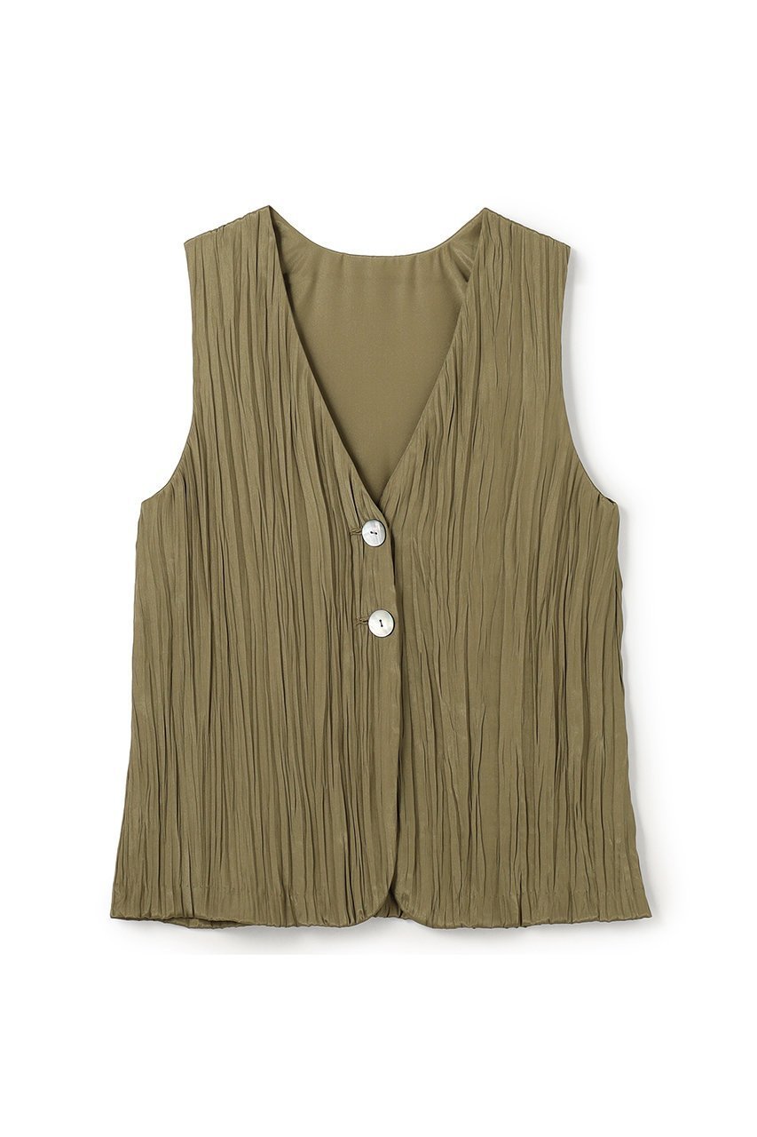 【アンクレイヴ/uncrave】のマシーンプリーツ ジレ インテリア・キッズ・メンズ・レディースファッション・服の通販 founy(ファニー) 　ファッション　Fashion　レディースファッション　Fashion for Women　アウター　Coat / Outerwear Collection　トップス・カットソー　Cut & Sew Tops　キャミソール&ノースリーブ　Camisoles & Sleeveless Tops　シャツ・ブラウス・オフィスカジュアル　Elegant Blouses & Button-Ups　ベスト&ジレ / 重ね着スタイル　Vests & Gilets　おすすめ　Recommended / Our Picks　クール　Cool, Chic　サテン　Satin, Glossy Fabric　ストレート　Straight, Straight Cut　セットアップ　Set-Up, Coordinated Outfit　ノースリーブ　Sleeveless, No-Sleeve　ブライト　Bright, Shiny　プリーツ　Pleats, Pleated　モダン　Modern, Contemporary　ランダム　Random, Irregular　新作・新入荷　New Arrivals / New In　カーキベージュ|ID: prp329100004895362 ipo3291000000036596693