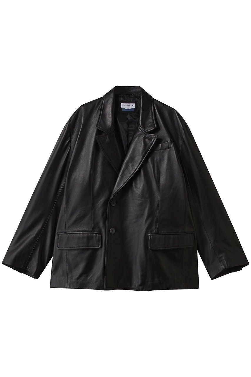 【メゾンスペシャル/MAISON SPECIAL】の【UNISEX】SHEEPレザーピークドラペルセミダブルジャケト インテリア・キッズ・メンズ・レディースファッション・服の通販 founy(ファニー) 　ファッション　Fashion　レディースファッション　Fashion for Women　アウター　Coat / Outerwear Collection　レディースジャケット・軽アウター　Jackets　ユニセックス　Unisex, Genderless　おすすめ　Recommended / Our Picks　ジャケット　Jacket, Outerwear　フェミニン　Feminine, Girly　エレガント 上品　Elegant　BLK(ブラック)|ID: prp329100004895404 ipo3291000000036597269