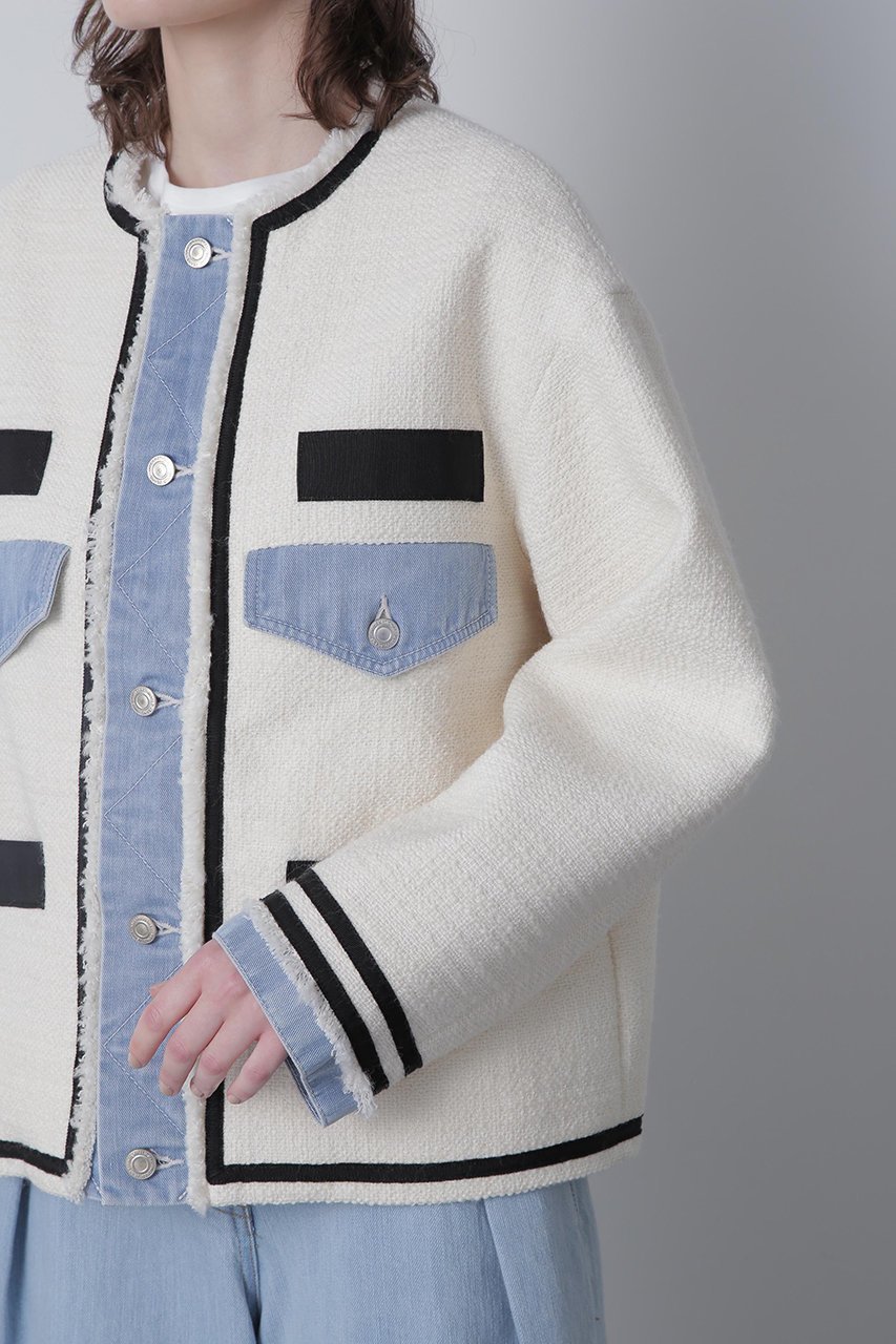 【ヒューエルミュージアム/hueLe Museum】の【STUMBLY】Tweed/Denim Combi JK 人気、トレンドファッション・服の通販 founy(ファニー) ファッション Fashion レディースファッション Fashion for Women アウター Coat / Outerwear Collection レディースジャケット・軽アウター Jackets エレガント 上品 Elegant ジャケット Jacket, Outerwear ツイード Twill, Twill Weave デニム Denim, Jeans Material ミックス Mix, Mixed Style リメイク Remake, Reconstructed other-7|ID: prp329100004895408 ipo3291000000036597305