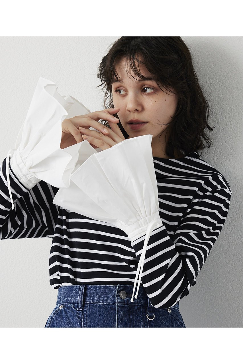 【ウィムガゼット/Whim Gazette】の【THE PAUSE】フレアカフスボーダープルオーバー 人気、トレンドファッション・服の通販 founy(ファニー) ファッション Fashion レディースファッション Fashion for Women トップス・カットソー Cut & Sew Tops シャツ・ブラウス・オフィスカジュアル Elegant Blouses & Button-Ups ロングTシャツ・Tシャツ Longline T-Shirts & Tees カジュアルプルオーバー・ニットトップス Pullovers & Knit Tops / Casual Pullovers カットソー・ベーシックTシャツ Cut-and-Sewn Tops / Stretch Tees & Basics おすすめ Recommended / Our Picks ジャケット Jacket, Outerwear スリーブ Sleeve, Long Sleeve / Short Sleeve バランス Balance, Style Balance フェミニン Feminine, Girly フレア Flare, Flared ボーダー Border, Stripe ロング Long, Long-Length 定番 Standard, Basic Item other-4|ID: prp329100004895431 ipo3291000000036597527