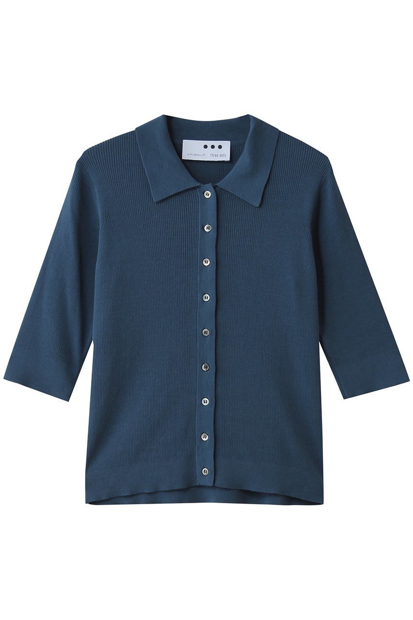 【スリー ドッツ/three dots】のサンディコットン H/S ポロ インテリア・キッズ・メンズ・レディースファッション・服の通販 founy(ファウニー) 　ファッション　Fashion　レディースファッション　Fashion for Women　トップス・カットソー　Cut & Sew Tops　ニット　Knit Tops & Sweaters　カジュアルプルオーバー・ニットトップス　Pullovers & Knit Tops / Casual Pullovers　シンプル　Simple, Minimal　スラックス　Slacks, Dress Pants　デニム　Denim, Jeans Material　エレガント 上品　Elegant　ブルー|ID: prp329100004895499 ipo3291000000036871897