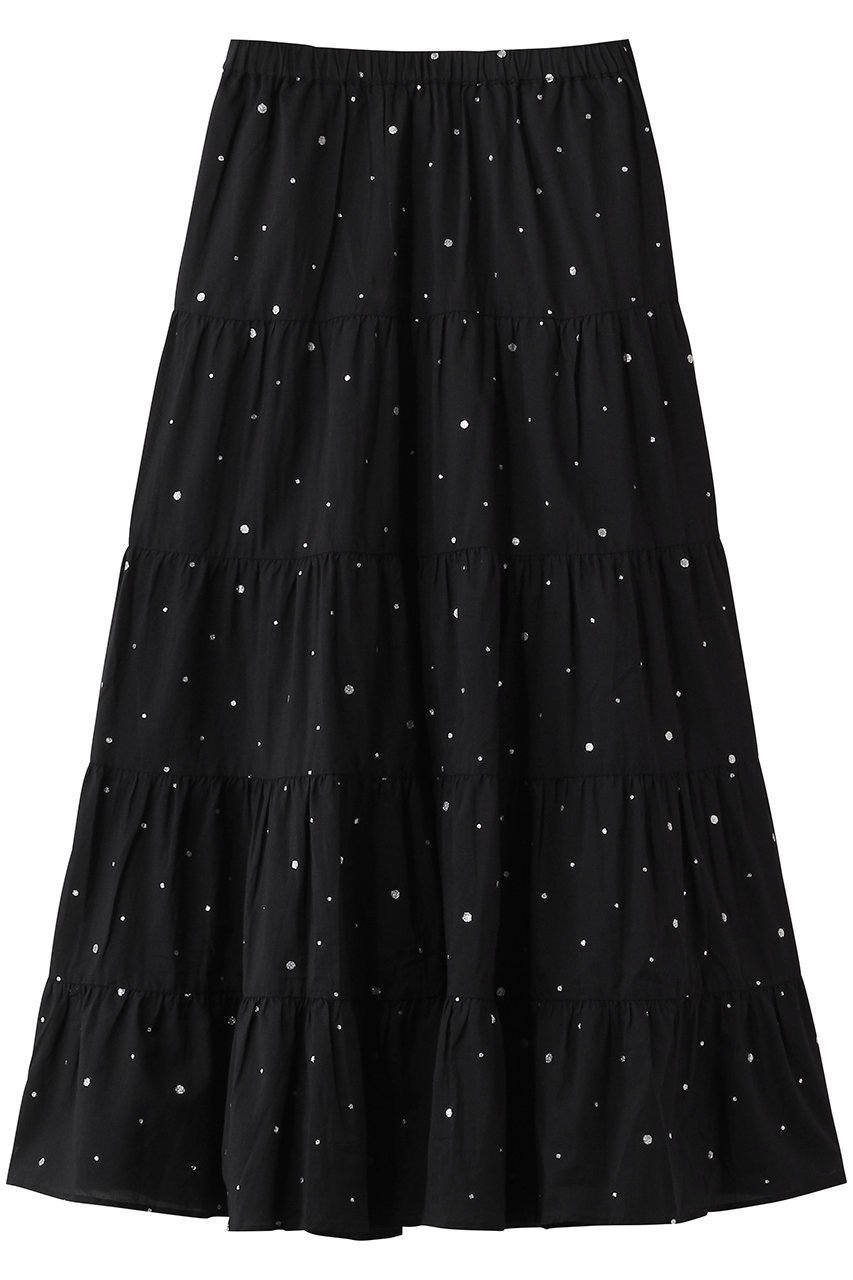 【クチュールドアダム/COUTURE D'ADAM】のグリッターティアードスカート インテリア・キッズ・メンズ・レディースファッション・服の通販 founy(ファウニー) 　ファッション　Fashion　レディースファッション　Fashion for Women　スカート　Skirts　ティアードスカート　Tiered Skirts　ロングスカート　Long Skirts / Maxi & Midi Skirts　インド　Indian Textile　グリッター　Glitter, Sparkle　シンプル　Simple, Minimal　ティアード　Tiered, Tiered Style　バランス　Balance, Style Balance　ロング　Long, Long-Length　ブラック×シルバー|ID: prp329100004895516 ipo3291000000037237851