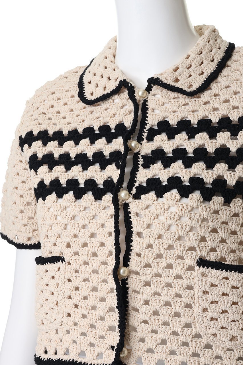 【ヌメロ ヴェントゥーノ/N°21】のハンドメイド コットン クロシェジャケット 人気、トレンドファッション・服の通販 founy(ファニー) 　ファッション　Fashion　レディースファッション　Fashion for Women　おすすめ　Recommended / Our Picks　カーディガン　Cardigan, Knitwear　クロシェ　Crochet, Knitted Lace　コンパクト　Compact, Small Size　ショート　Short, Short Length　ジャケット　Jacket, Outerwear　トリミング　Trimming, Decorative Edge　トレンド　Trend, Trending Now　ハンド　Hand, Handmade　ワイド　Wide, Wide Fit　other-5|ID: prp329100004895576 ipo3291000000036598804