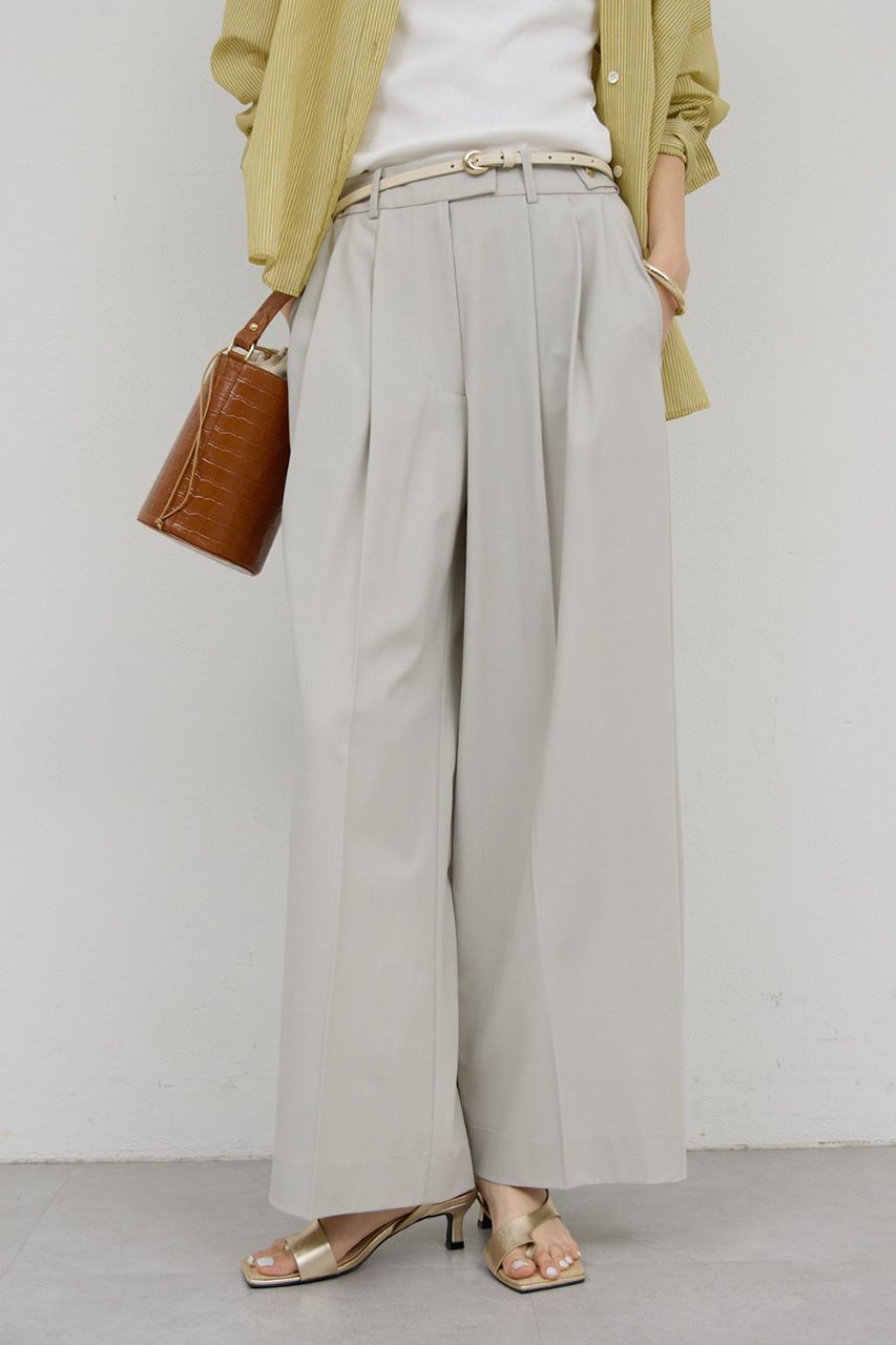 【ガリャルダガランテ/GALLARDAGALANTE】の(手洗い可)梳毛タックワイドパンツ インテリア・キッズ・メンズ・レディースファッション・服の通販 founy(ファニー) 　ファッション　Fashion　レディースファッション　Fashion for Women　パンツ　Pants & Trousers　シンプル　Simple, Minimal　ダブル　Double, Double-Breasted　トレンド　Trend, Trending Now　フィット　Fit, Slim Fit　ライトグレー|ID: prp329100004895593 ipo3291000000036598938