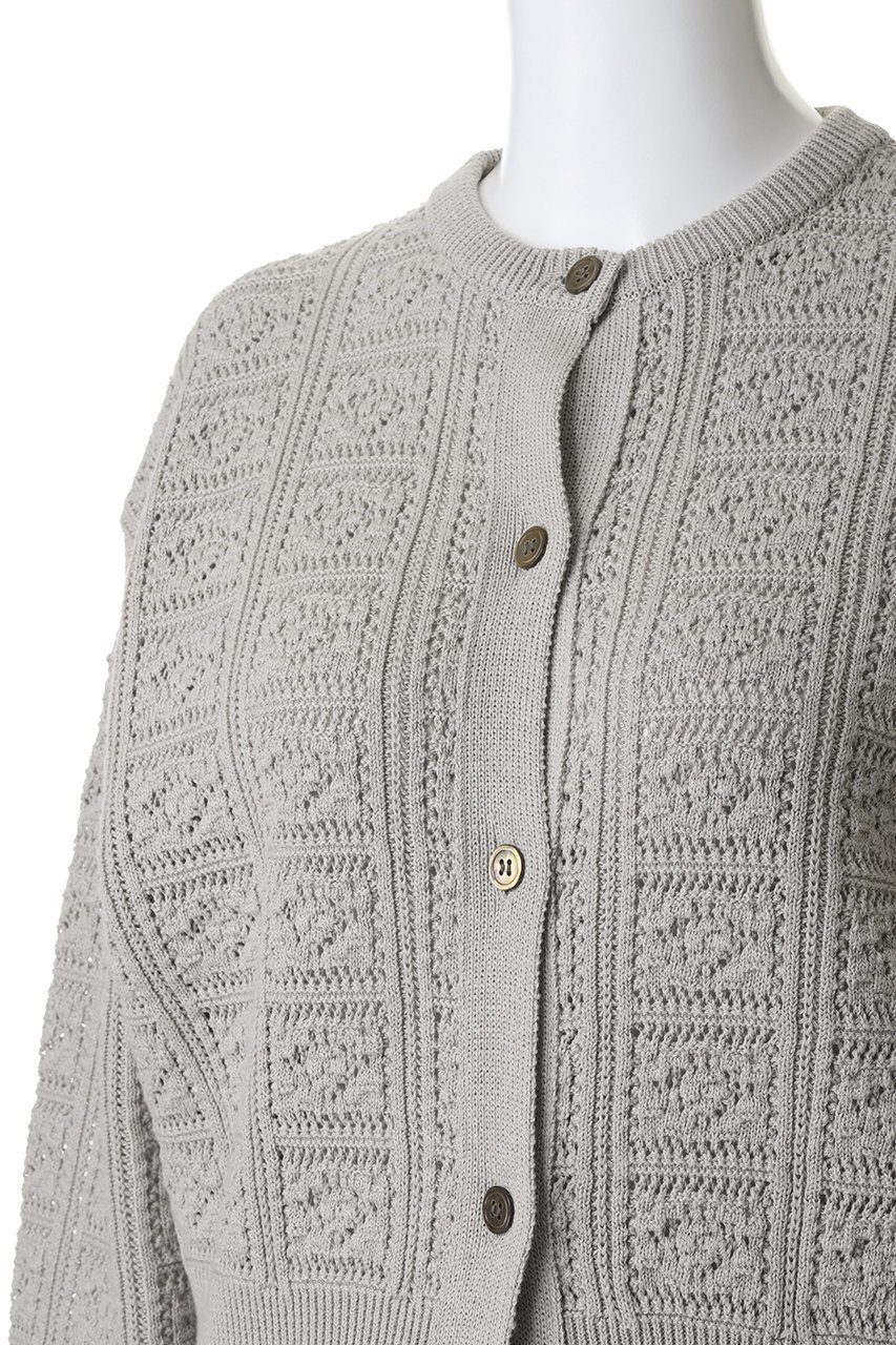 【バトナー/BATONER】のGRASSY レース クルーネック カーディガン 人気、トレンドファッション・服の通販 founy(ファニー) 　ファッション　Fashion　レディースファッション　Fashion for Women　トップス・カットソー　Cut & Sew Tops　ニット　Knit Tops & Sweaters　カーディガン・羽織り　Layered Style Cardigans　カーディガン　Cardigan, Knitwear　クロシェ　Crochet, Knitted Lace　バランス　Balance, Style Balance　レース　Lace, Lace Fabric　手編み　Hand-Knitted, Handmade Knit　other-5|ID: prp329100004895623 ipo3291000000036599286