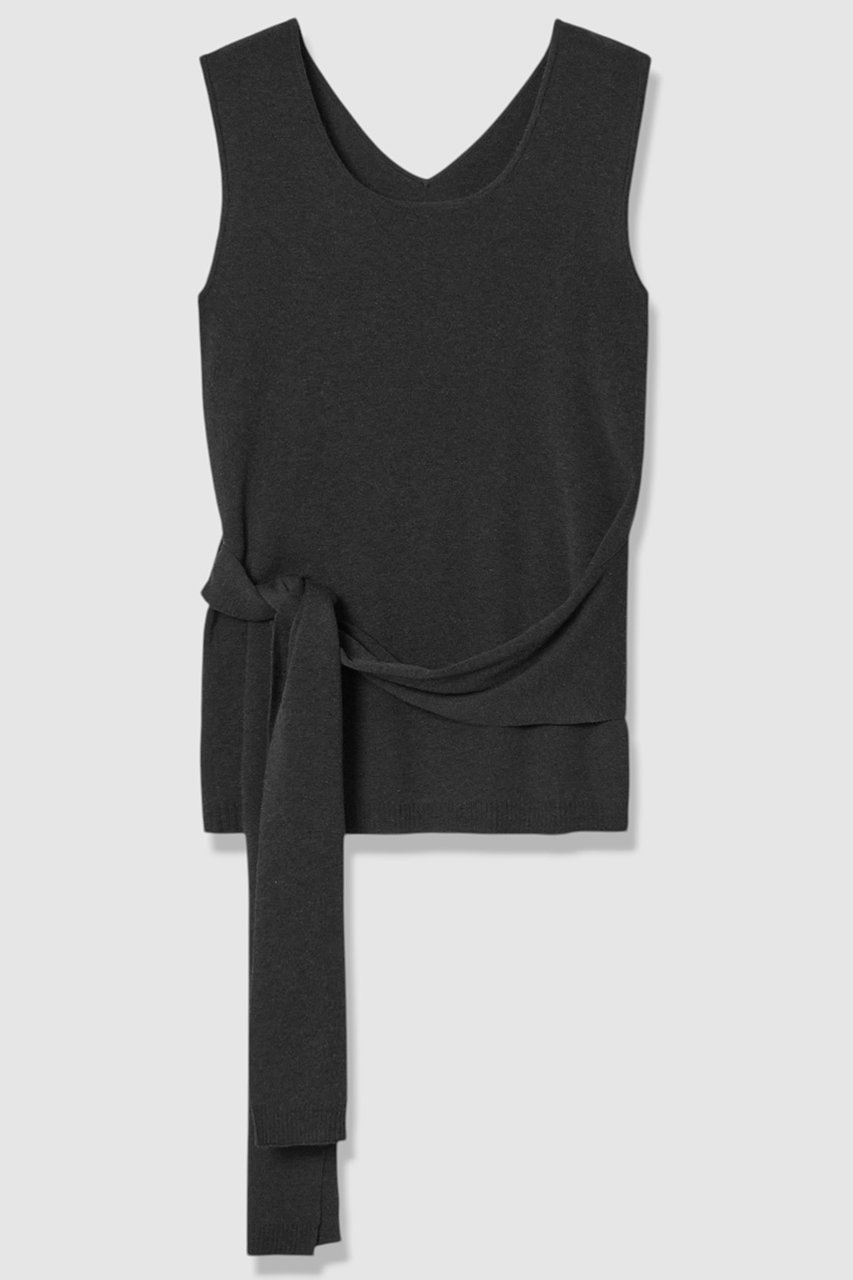 【アルアバイル/allureville】のコットンシルクリネンタンクトップ インテリア・キッズ・メンズ・レディースファッション・服の通販 founy(ファウニー) 　ファッション　Fashion　レディースファッション　Fashion for Women　トップス・カットソー　Cut & Sew Tops　ニット　Knit Tops & Sweaters　カジュアルプルオーバー・ニットトップス　Pullovers & Knit Tops / Casual Pullovers　インナー　Innerwear　シルク　Silk, 100% Silk　シンプル　Simple, Minimal　ジャケット　Jacket, Outerwear　タンク　Tank Top, Sleeveless Top　ドレープ　Drape, Draping Fabric　バランス　Balance, Style Balance　リネン　Linen, Linen Fabric　リボン　Ribbon, Bow　新作・新入荷　New Arrivals / New In　チャコールグレー|ID: prp329100004895634 ipo3291000000036748748