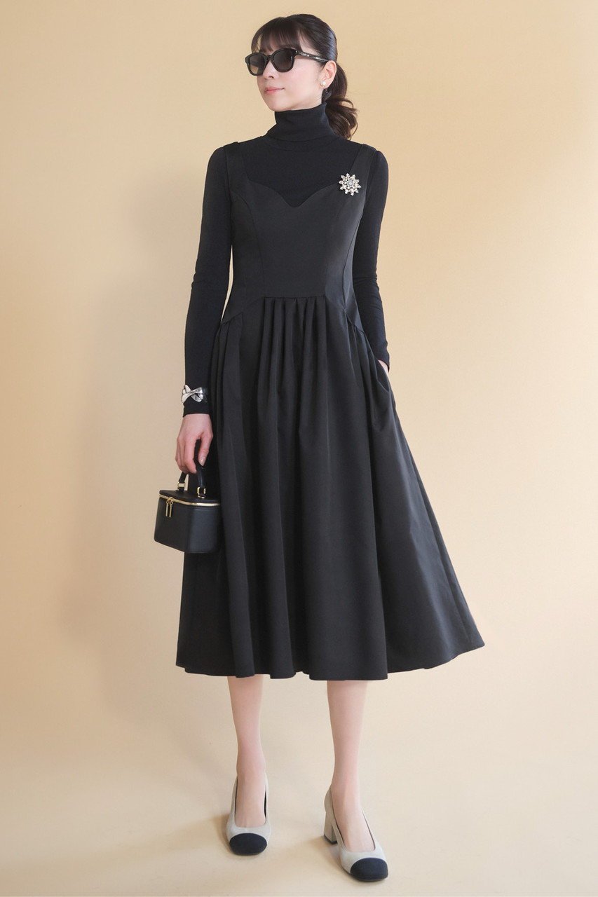 【デイジーリン/DAISY LIN】のBlack Dress “Dramatic Shape” 大人の最旬トレンドファッション＆コーディネート founy(ファウニー) 　ファッション　Fashion　レディースファッション　Fashion for Women　ワンピース　Dresses　フォーマル・パーティードレス・結婚式用ドレス　Elegant & Casual Dresses　チュニック　Tunic Tops & Dresses　ウォッシャブル　Machine Washable　エレガント 上品　Elegant　ギャザー　Gathered, Ruffled　シェイプ　Shape, Slim Fit　ストレッチ　Stretch, Stretchy Fabric　チュニック　Tunic, Long Top　デコルテ　Décolleté, Neckline　バランス　Balance, Style Balance　other-6|ID: prp329100004895651 ipo3291000000037239642
