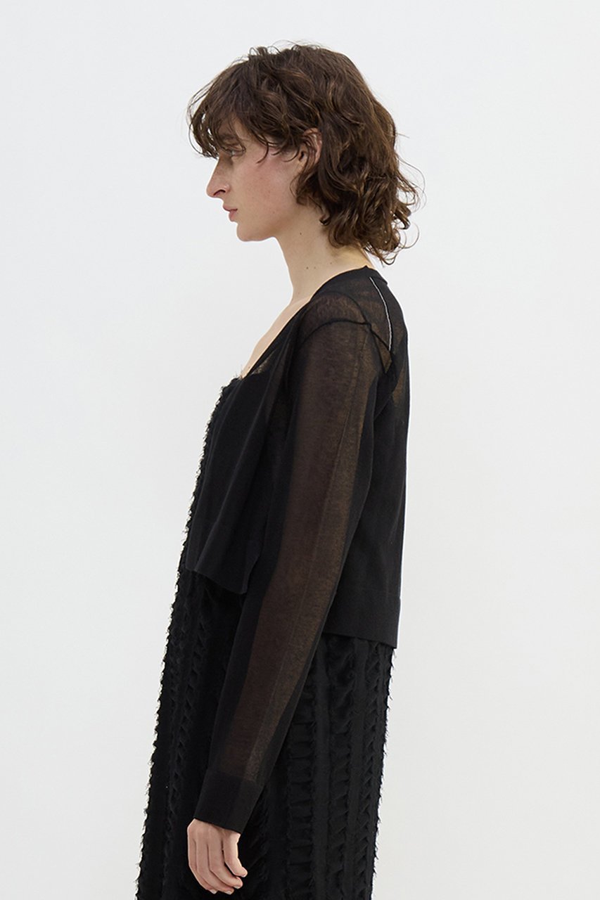 【プレインピープル/PLAIN PEOPLE】のLOSEYショートカーディガン 人気、トレンドファッション・服の通販 founy(ファニー) 　ファッション　Fashion　レディースファッション　Fashion for Women　トップス・カットソー　Cut & Sew Tops　ニット　Knit Tops & Sweaters　カーディガン・羽織り　Layered Style Cardigans　カーディガン　Cardigan, Knitwear　キャミソール　Camisole, Spaghetti Strap Top　ショート　Short, Short Length　ストライプ　Stripe, Striped Pattern　ドレス　Dress, One-Piece　バランス　Balance, Style Balance　ボトム　Bottoms, Lower Wear　夏　Summer　other-2|ID: prp329100004895660 ipo3291000000036599623