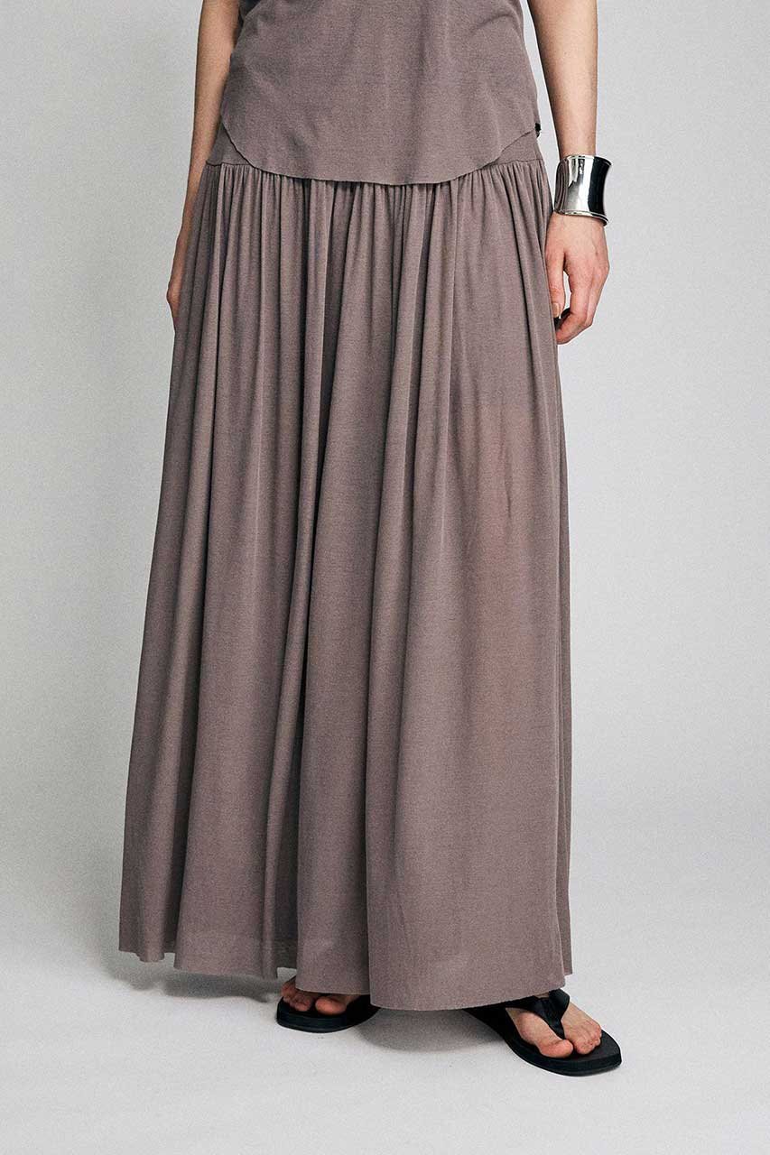 【ブリル/BRILL】のフライスギャザースカート インテリア・キッズ・メンズ・レディースファッション・服の通販 founy(ファウニー) 　ファッション　Fashion　レディースファッション　Fashion for Women　スカート　Skirts　ロングスカート　Long Skirts / Maxi & Midi Skirts　ギャザー　Gathered, Ruffled　ロング　Long, Long-Length　モカ|ID: prp329100004895665 ipo3291000000037010072