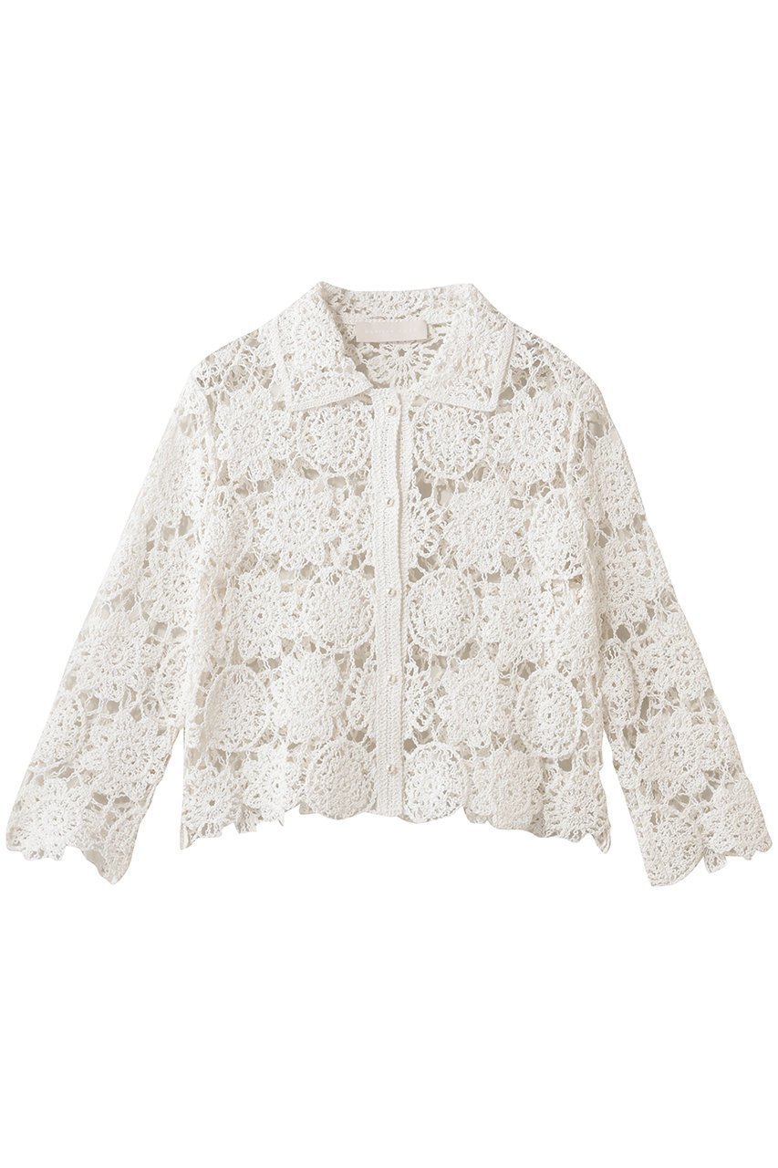 【マリリンムーン/MARILYN MOON】のクロシェニットジャケット インテリア・キッズ・メンズ・レディースファッション・服の通販 founy(ファウニー) 　ファッション　Fashion　レディースファッション　Fashion for Women　かぎ針　Crochet　カーディガン　Cardigan, Knitwear　クラシック　Classic, Timeless Style　コンパクト　Compact, Small Size　ジャケット　Jacket, Outerwear　パール　Pearl, Pearl Accent　モダン　Modern, Contemporary　ロング　Long, Long-Length　エレガント 上品　Elegant　透かし　Cut-Out, Lacework　ホワイト|ID: prp329100004895677 ipo3291000000036874564
