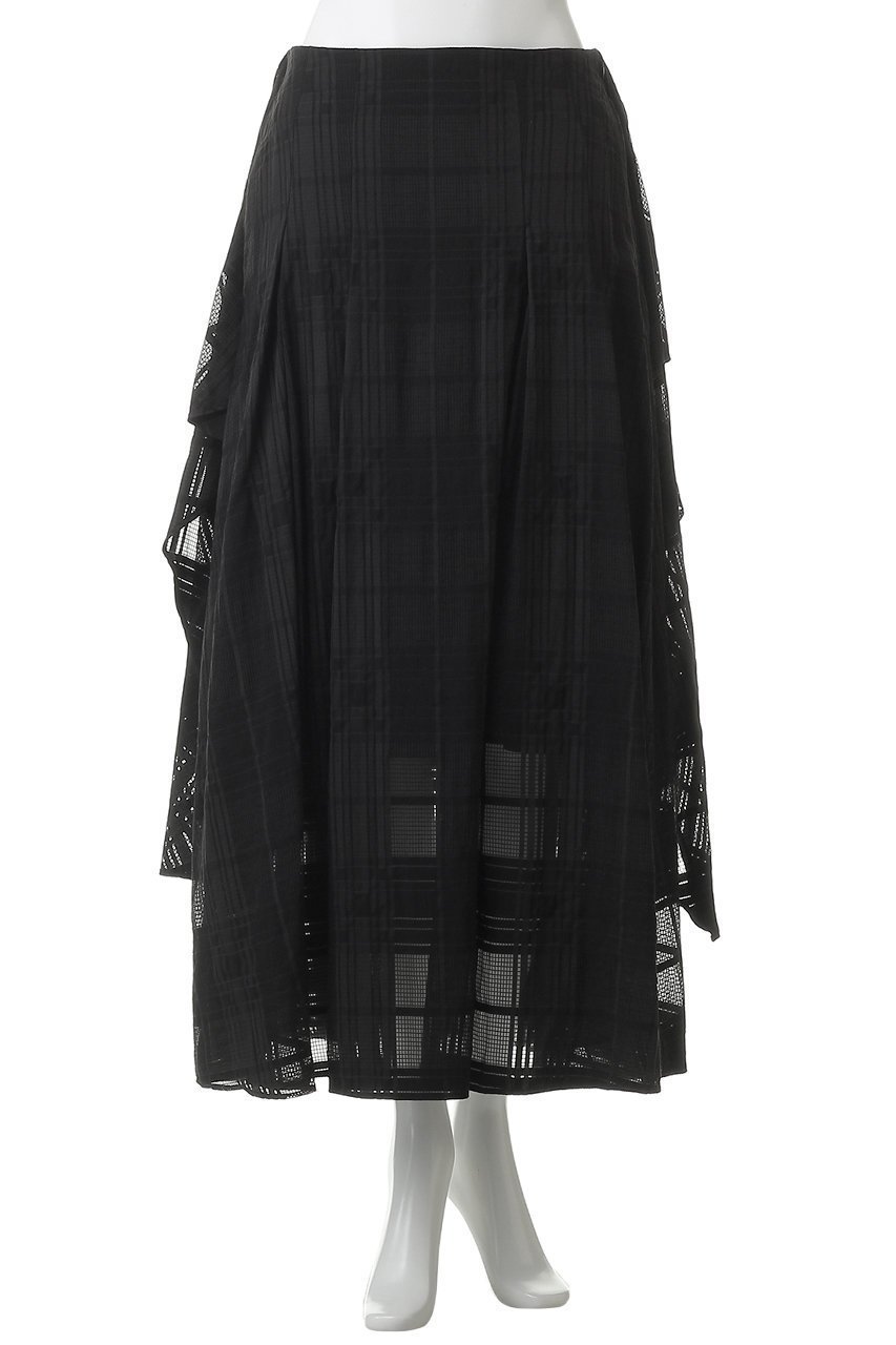 【マノフ/MANOF】のSHEER CHECK FLARE SKIRTSボトムス 人気、トレンドファッション・服の通販 founy(ファニー) 　ファッション　Fashion　レディースファッション　Fashion for Women　スカート　Skirts　ロングスカート　Long Skirts / Maxi & Midi Skirts　シアー　Sheer, See-Through　チェック　Check, Plaid, Tartan　フレア　Flare, Flared　リボン　Ribbon, Bow　ルーズ　Loose, Oversized　ロング　Long, Long-Length　other-2|ID: prp329100004895700 ipo3291000000036599979
