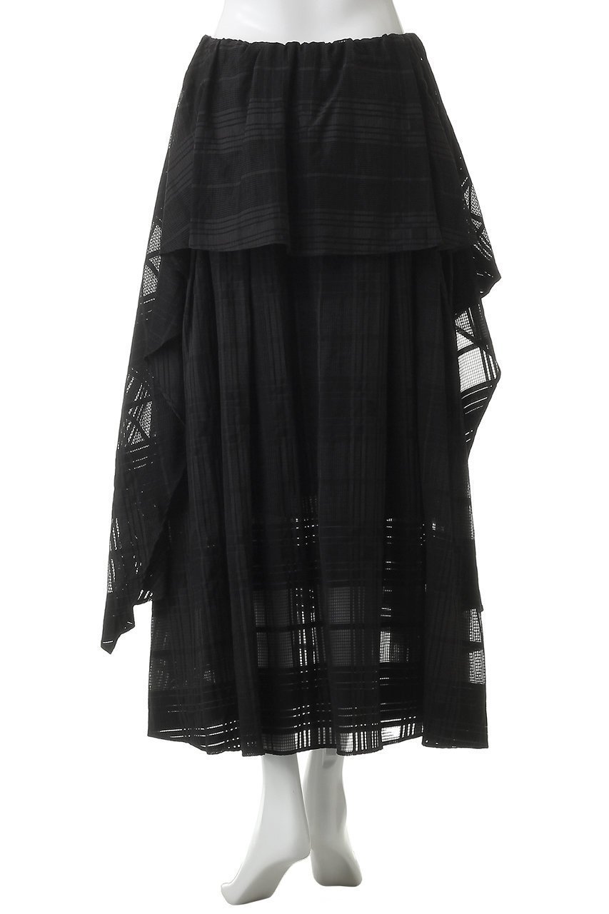 【マノフ/MANOF】のSHEER CHECK FLARE SKIRTSボトムス 大人の最旬トレンドファッション＆コーディネート founy(ファウニー) 　ファッション　Fashion　レディースファッション　Fashion for Women　スカート　Skirts　ロングスカート　Long Skirts / Maxi & Midi Skirts　シアー　Sheer, See-Through　チェック　Check, Plaid, Tartan　フレア　Flare, Flared　リボン　Ribbon, Bow　ルーズ　Loose, Oversized　ロング　Long, Long-Length　other-4|ID: prp329100004895700 ipo3291000000037240643