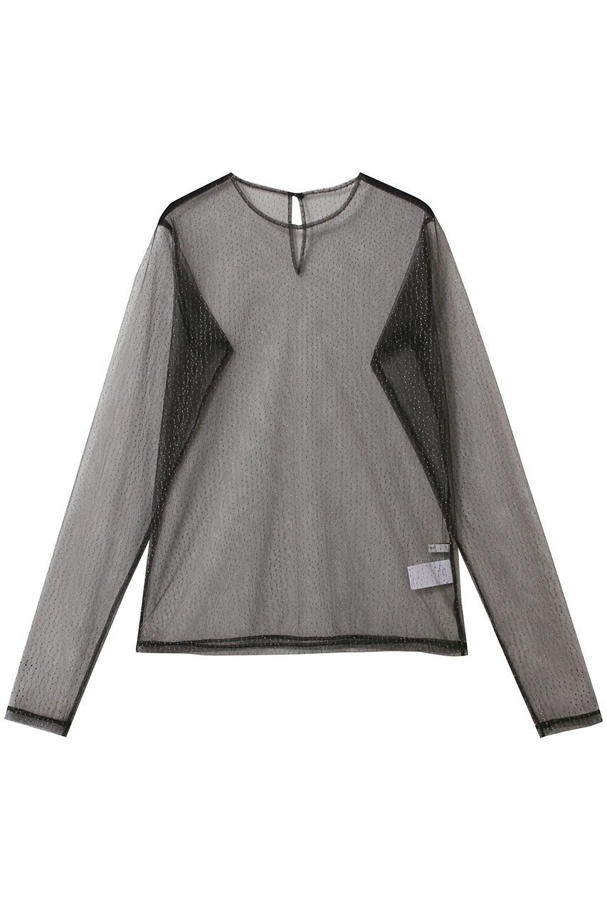【フォーラム/FOURAM】のLAME TULLE STRIPE PULL OVER インテリア・キッズ・メンズ・レディースファッション・服の通販 founy(ファニー) 　ファッション　Fashion　レディースファッション　Fashion for Women　トップス・カットソー　Cut & Sew Tops　シャツ・ブラウス・オフィスカジュアル　Elegant Blouses & Button-Ups　なめらか　Smooth, Silky Texture　キャミソール　Camisole, Spaghetti Strap Top　ストライプ　Stripe, Striped Pattern　スリーブ　Sleeve, Long Sleeve / Short Sleeve　チュール　Tulip, Tulip Motif　ロング　Long, Long-Length　エレガント 上品　Elegant　A/W・秋冬　Autumn/Winter　BLACK|ID: prp329100004895740 ipo3291000000036600539