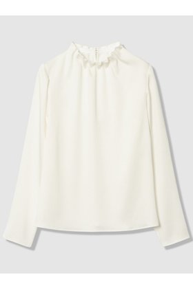 【アナイ/ANAYI】 ハンマーサテンスタンド ブラウス人気、トレンドファッション・服の通販 founy(ファニー) ファッション Fashion レディースファッション Fashion for Women トップス・カットソー Cut & Sew Tops シャツ・ブラウス・オフィスカジュアル Elegant Blouses & Button-Ups サテン Satin, Glossy Fabric シンプル Simple, Minimal スタンド Stand Collar, Upright Stand スリーブ Sleeve, Long Sleeve / Short Sleeve ロング Long, Long-Length エレガント 上品 Elegant |ID:prp329100004895744