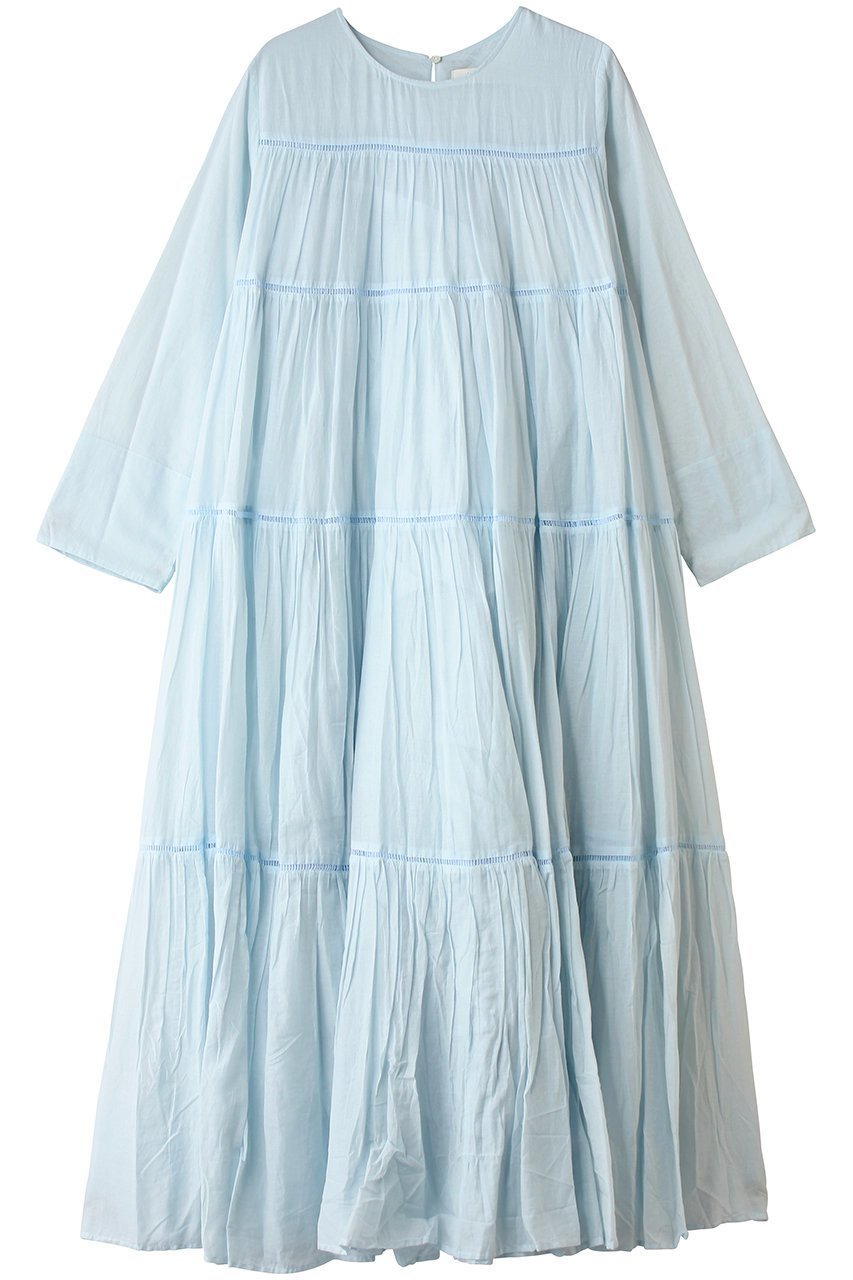 【ヌキテパ/NE QUITTEZ PAS】のCctton Voile ティアード マキシ ドレス インテリア・キッズ・メンズ・レディースファッション・服の通販 founy(ファニー) 　ファッション　Fashion　レディースファッション　Fashion for Women　ワンピース　Dresses　フォーマル・パーティードレス・結婚式用ドレス　Elegant & Casual Dresses　チュニック　Tunic Tops & Dresses　おすすめ　Recommended / Our Picks　サンダル　Sandals, Summer Shoes　スニーカー　Sneakers, Trainers　チュニック　Tunic, Long Top　ティアード　Tiered, Tiered Style　ドレス　Dress, One-Piece　フェミニン　Feminine, Girly　マキシ　Maxi, Full Length　ロング　Long, Long-Length　夏　Summer　新作・新入荷　New Arrivals / New In　ライトブルー|ID: prp329100004895779 ipo3291000000036601060