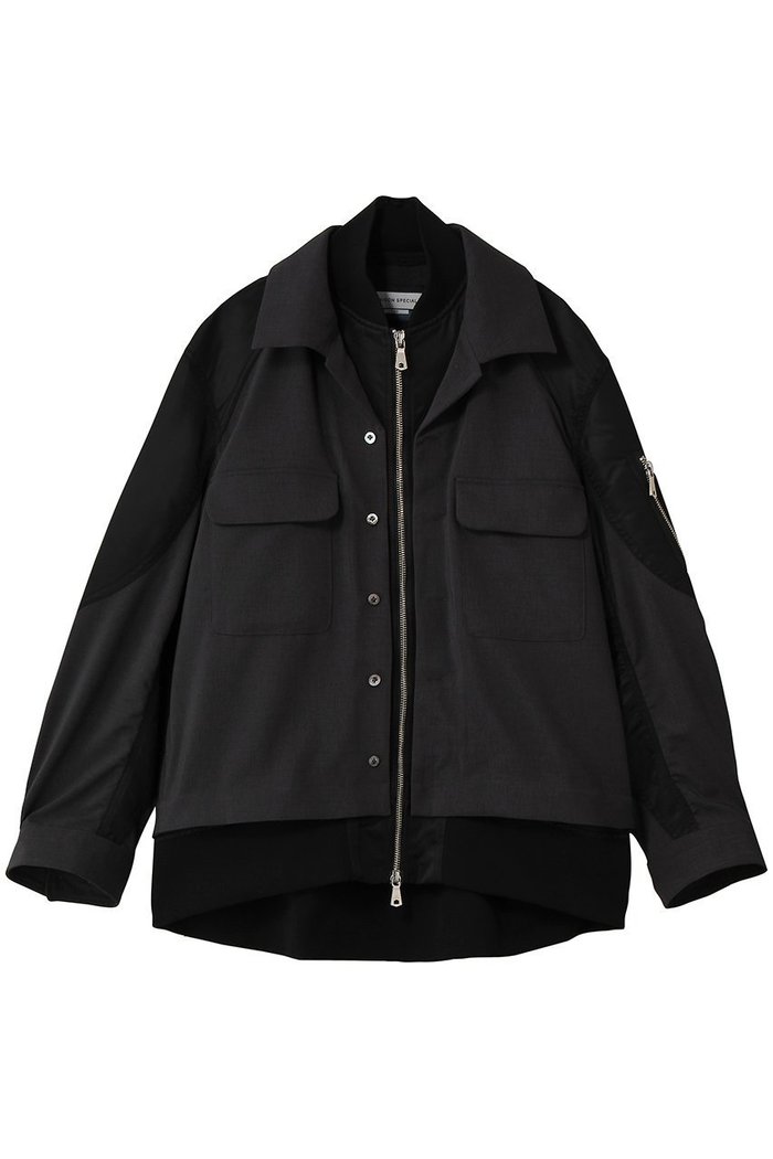 【メゾンスペシャル/MAISON SPECIAL】の【UNISEX】レイヤリングMA-1オープンカラーシャツ インテリア・キッズ・メンズ・レディースファッション・服の通販 founy(ファニー) https://founy.com/ ファッション Fashion レディースファッション Fashion for Women アウター Coat / Outerwear Collection MA-1ジャケット MA-1 Bomber Jackets / Flight Jackets トップス・カットソー Cut & Sew Tops シャツ・ブラウス・オフィスカジュアル Elegant Blouses & Button-Ups ジュエリー Jewelry ファッションリング Fashion Rings イヤリング・フープ・ドロップタイプ Hoop, Drop & Clip Earrings ユニセックス Unisex, Genderless スポーツ Sports, Activewear スリーブ Sleeve, Long Sleeve / Short Sleeve ドッキング Docking, Mixed Material ロング Long, Long-Length 切替 Switching, Contrast Panel |ID: prp329100004895780 ipo3291000000036931645