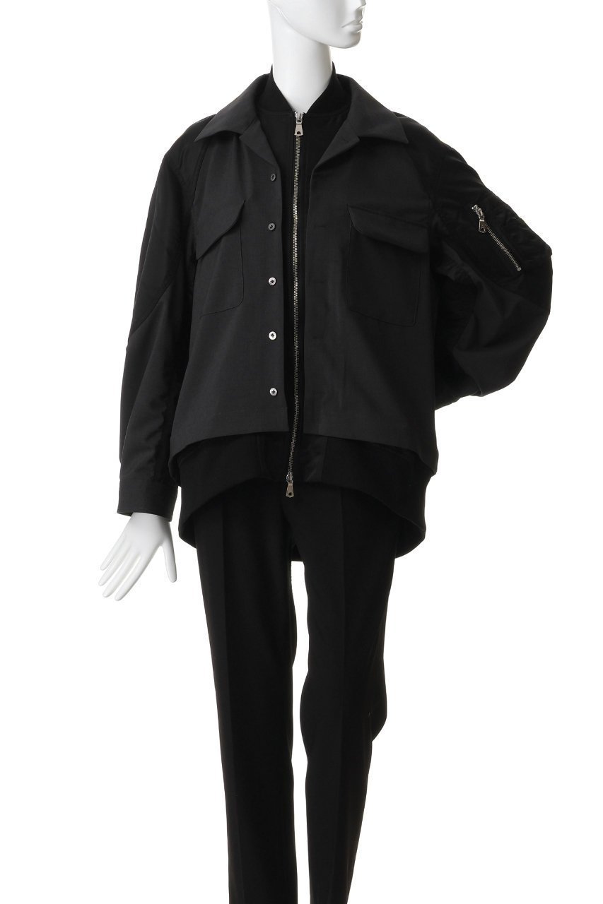 【メゾンスペシャル/MAISON SPECIAL】の【UNISEX】レイヤリングMA-1オープンカラーシャツ 大人の最旬トレンドファッション＆コーディネート founy(ファウニー) 　ファッション　Fashion　レディースファッション　Fashion for Women　アウター　Coat / Outerwear Collection　MA-1ジャケット　MA-1 Bomber Jackets / Flight Jackets　トップス・カットソー　Cut & Sew Tops　シャツ・ブラウス・オフィスカジュアル　Elegant Blouses & Button-Ups　ジュエリー　Jewelry　ファッションリング　Fashion Rings　イヤリング・フープ・ドロップタイプ　Hoop, Drop & Clip Earrings　ユニセックス　Unisex, Genderless　スポーツ　Sports, Activewear　スリーブ　Sleeve, Long Sleeve / Short Sleeve　ドッキング　Docking, Mixed Material　ロング　Long, Long-Length　再入荷　Restock / Back in Stock　切替　Switching, Contrast Panel　other-2|ID: prp329100004895780 ipo3291000000036931652